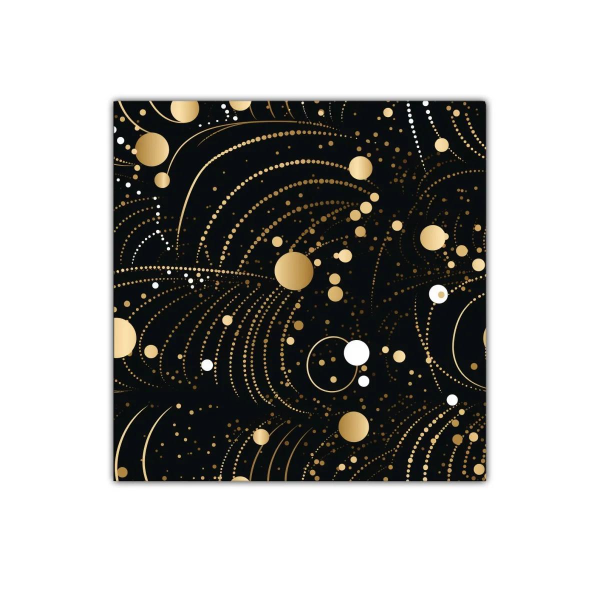Cuadro decorativo galaxia de puntos dorados sobre fondo negro