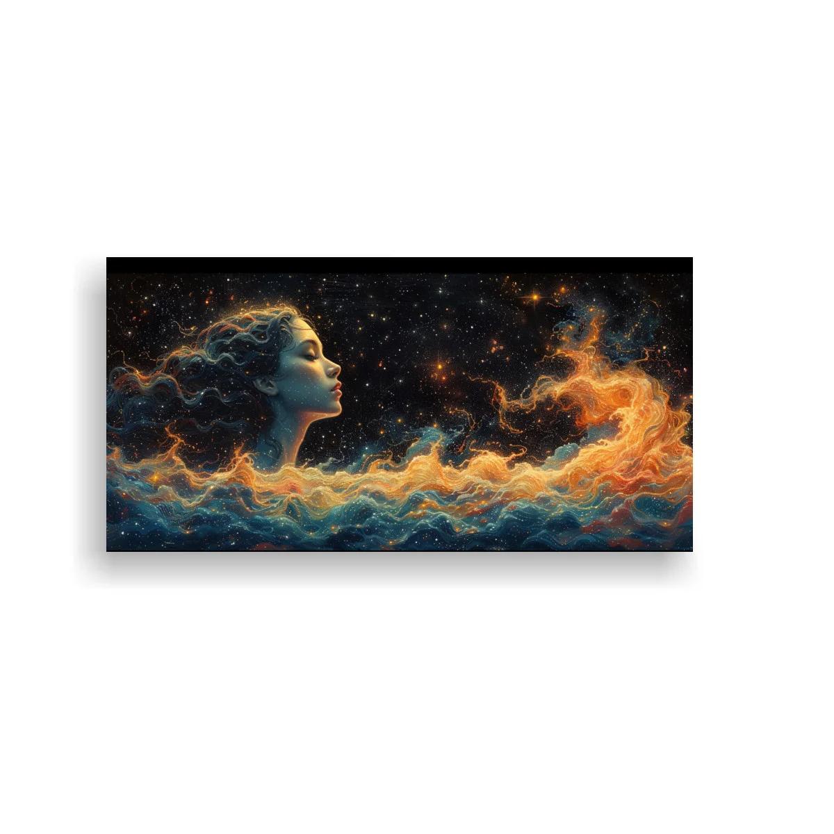 Cuadro rostro femenino de perfil entre nubes cósmicas — imagen principal