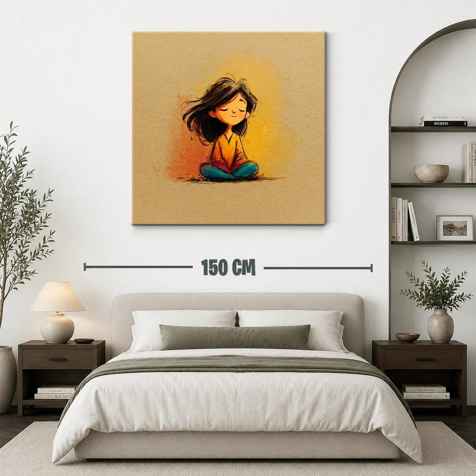 Ilustración de niña meditando con expresión serena — miniatura 3