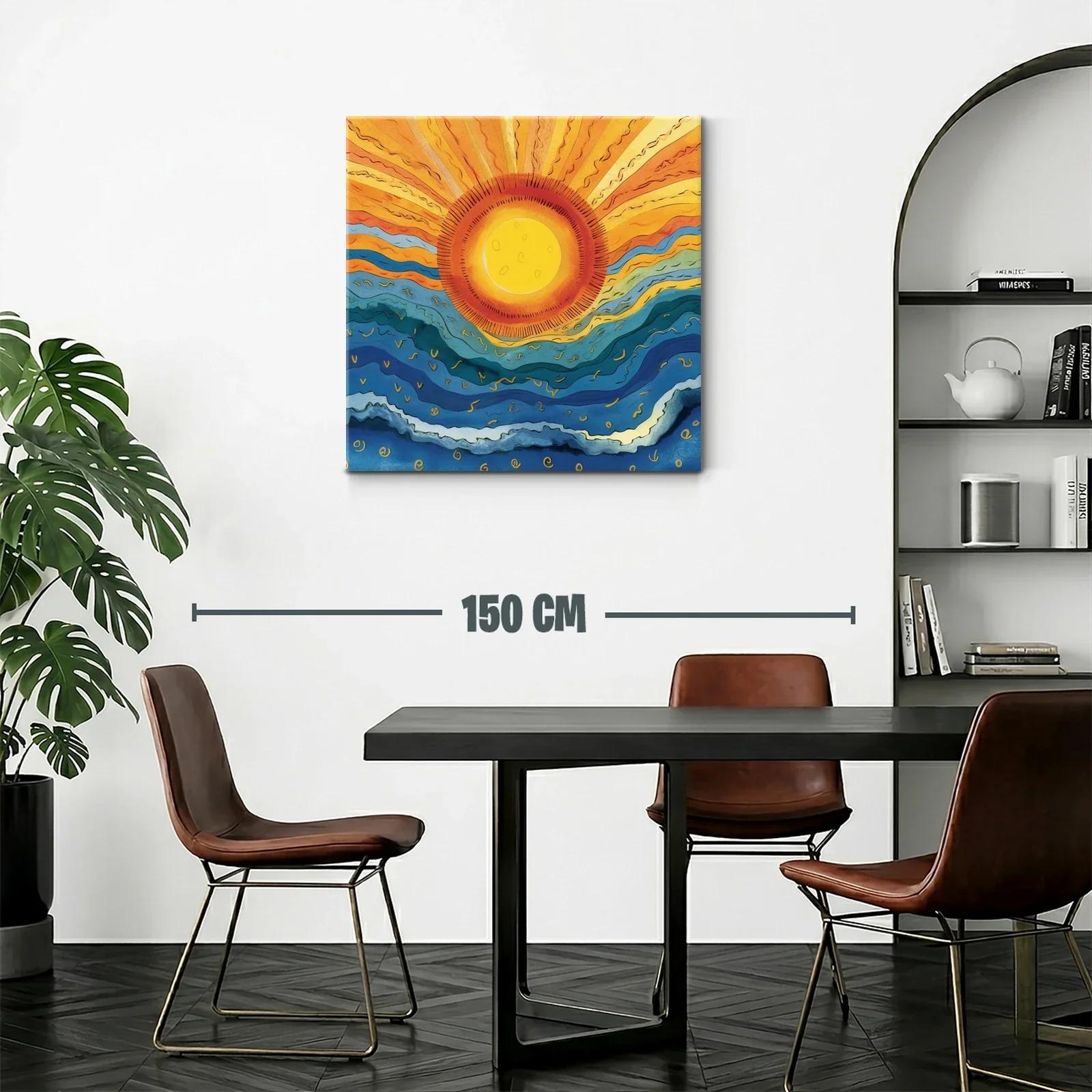 Arte abstracto con sol radiante y olas ondulantes — miniatura 2