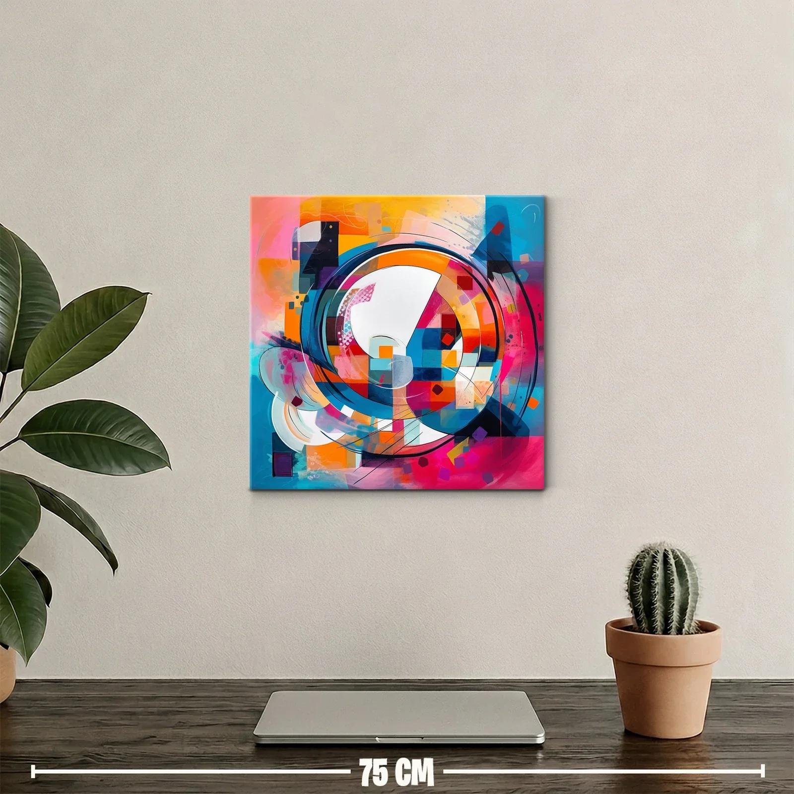 Cuadro abstracto moderno con vibrantes formas geométricas — miniatura 2