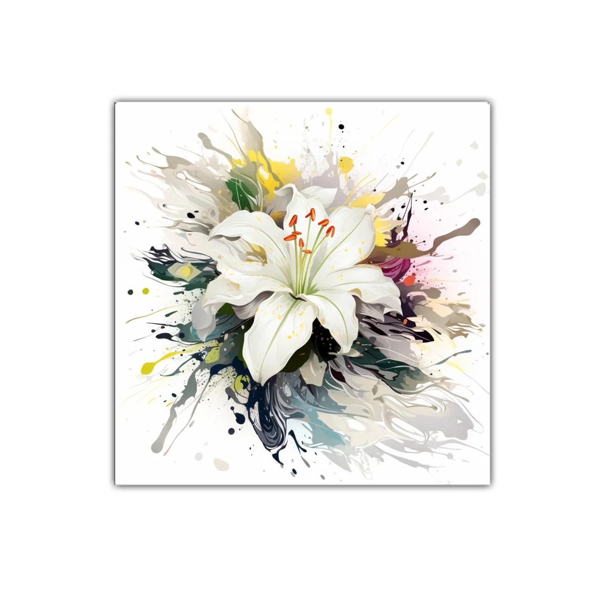Elegancia natural con lirio blanco y colores vibrantes