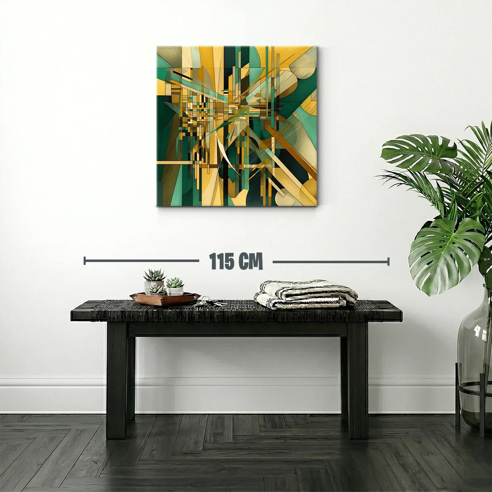 Composición abstracta en tonos verdes y dorados vibrantes — miniatura 2