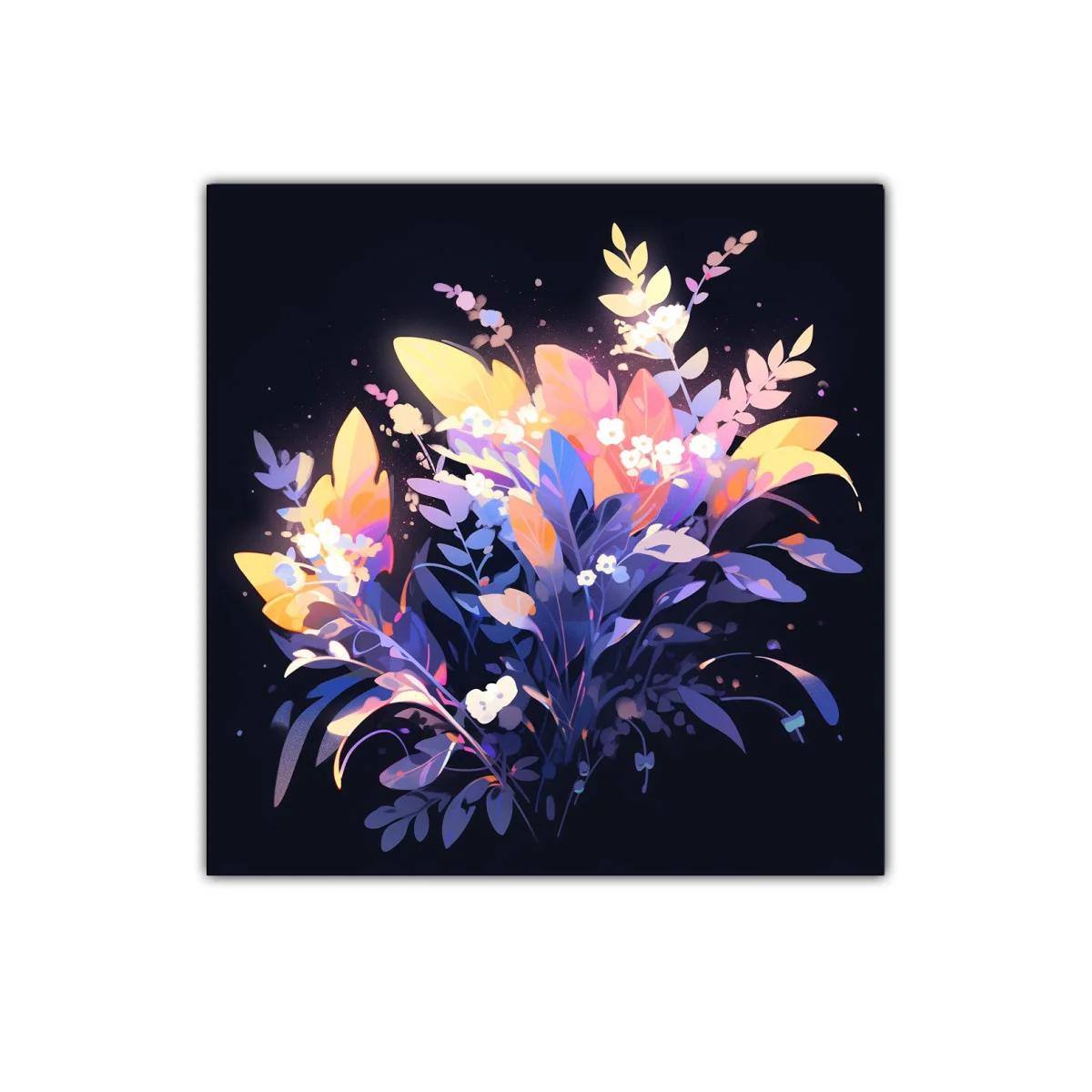 Ramo de flores iluminadas con tonos cálidos y fríos