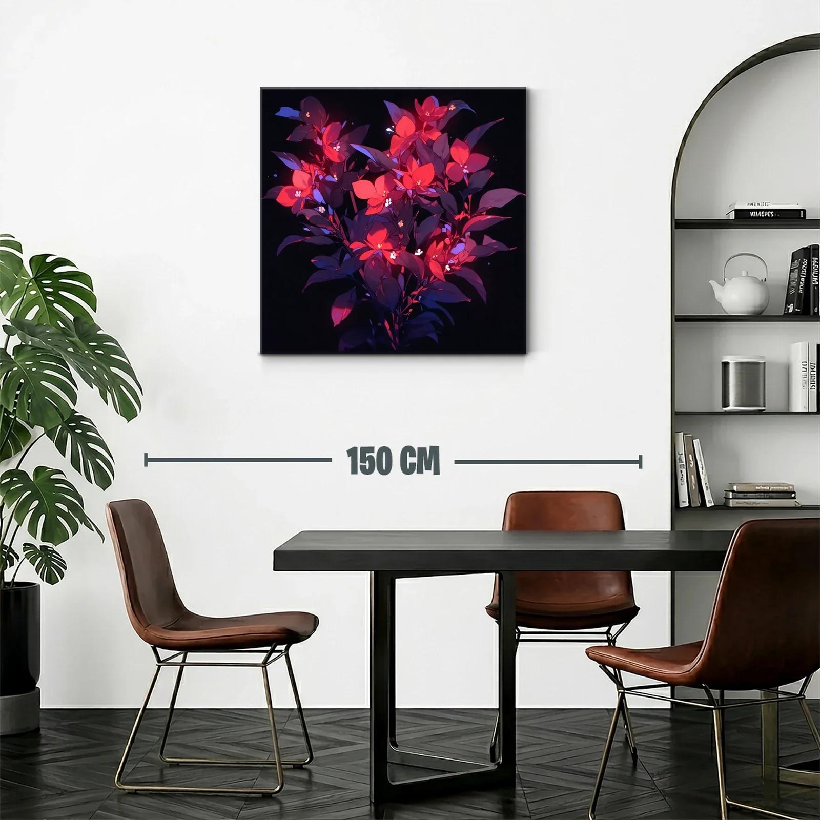 Ramo vibrante con flores rojas y hojas violetas intensas — miniatura 2