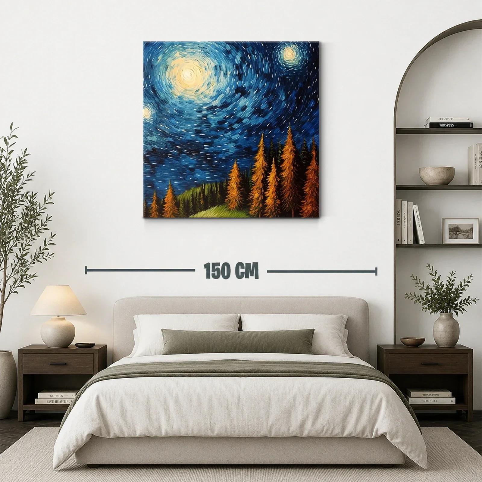 Cielo estrellado vibrante sobre bosque otoñal — miniatura 3