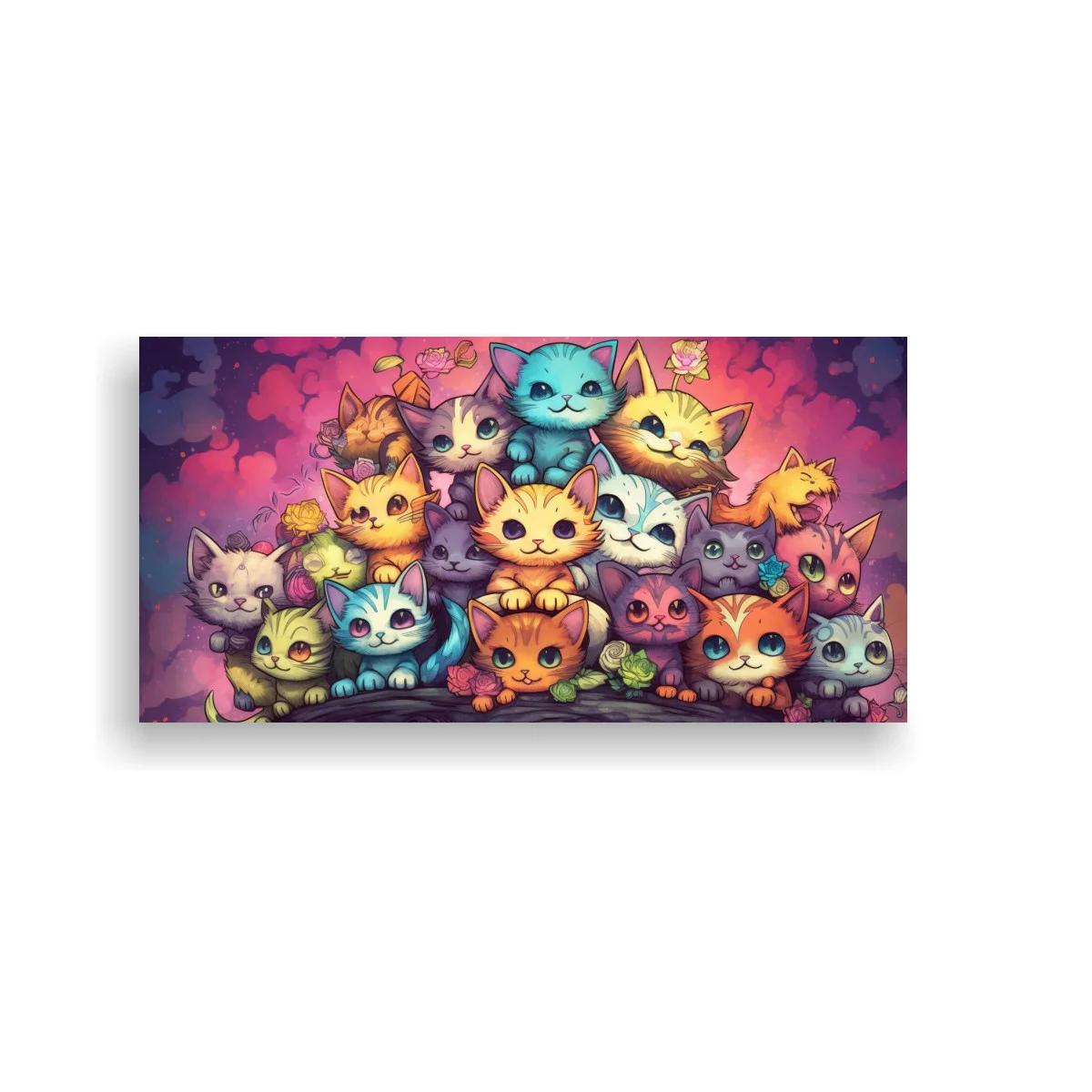 Cuadro grupo de gatitos de colores con mariposas — imagen principal