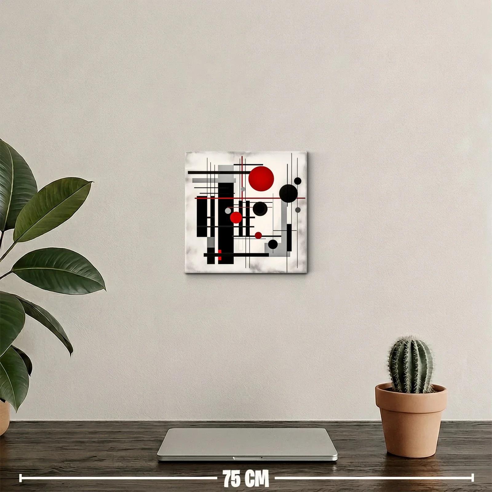 Composición geométrica con círculos y líneas rojas negras y grises — miniatura 2