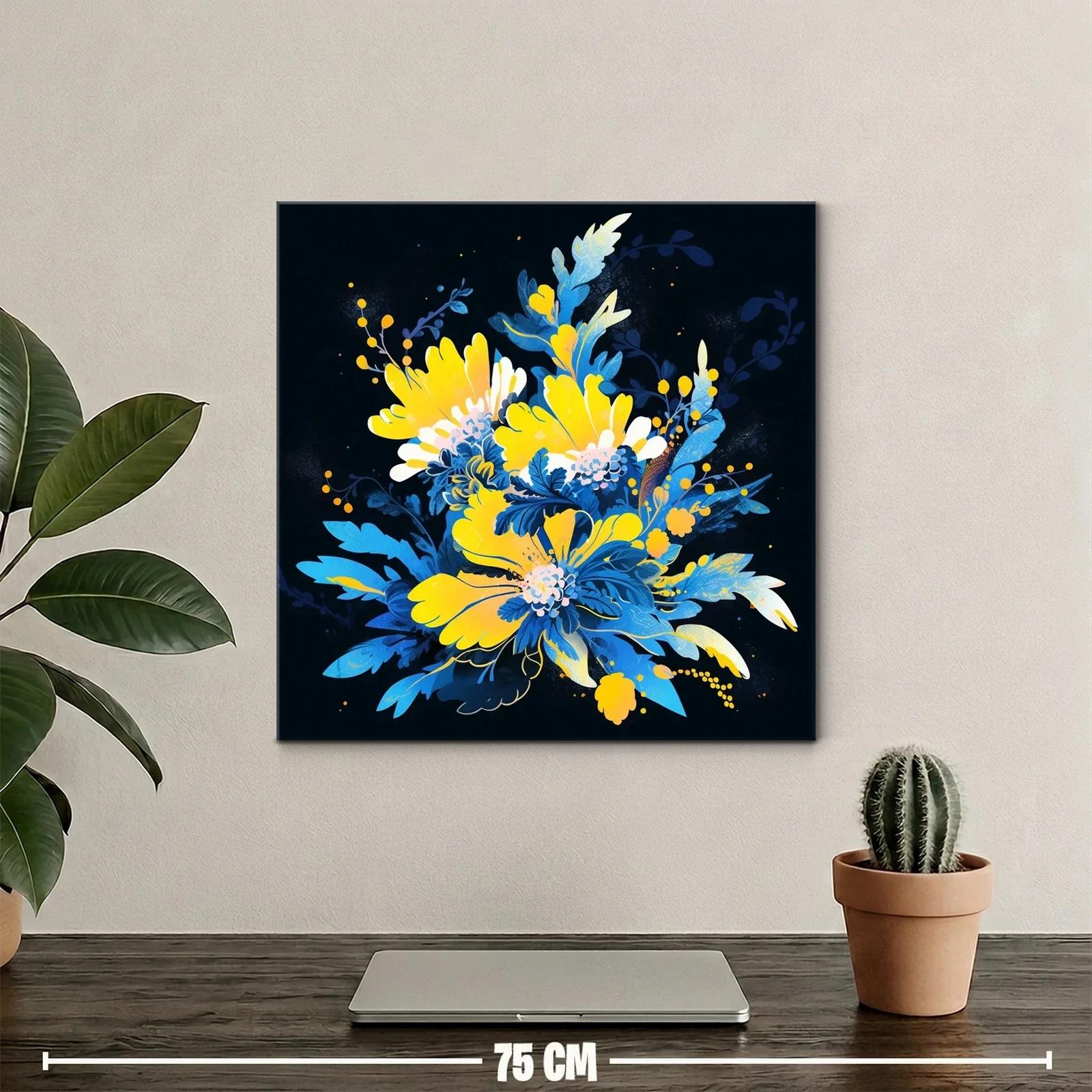 Composición floral vibrante en tonos azul y amarillo — miniatura 2