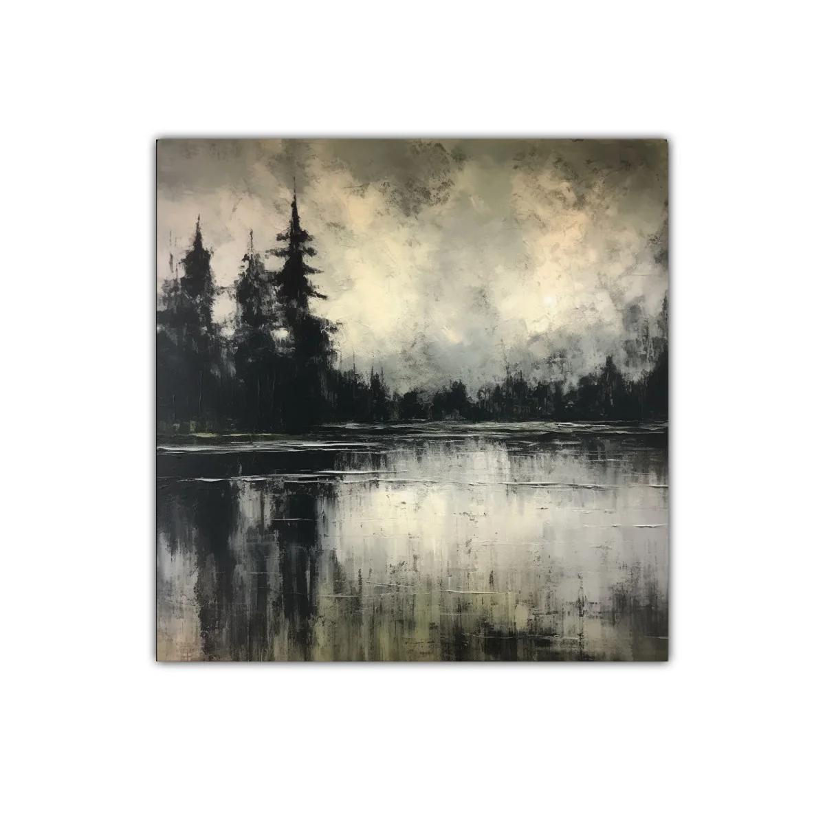Paisaje abstracto con reflejos en tonos neutros y negros — imagen principal