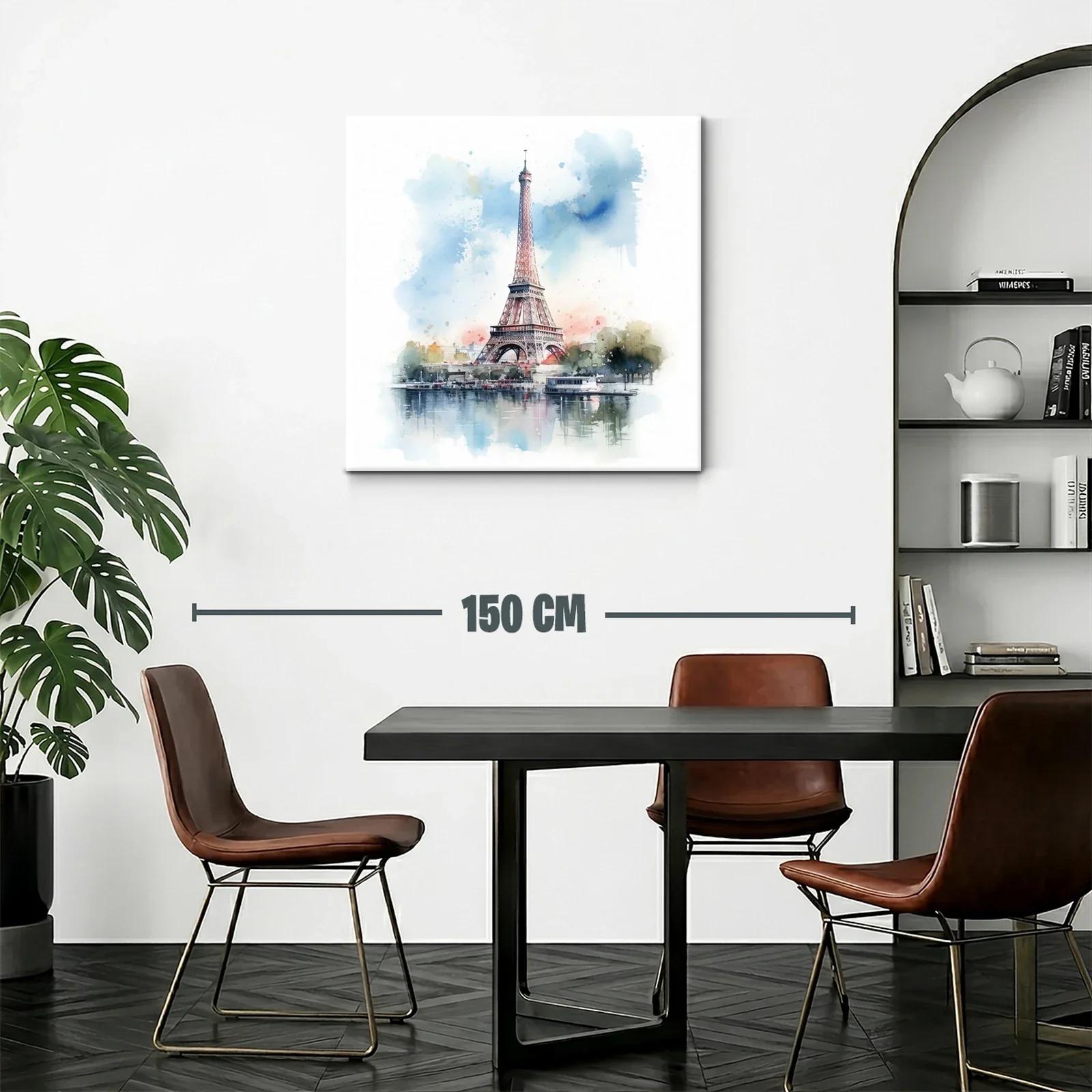 Eiffel Tower en acuarela con tonos suaves y vibrantes — miniatura 2