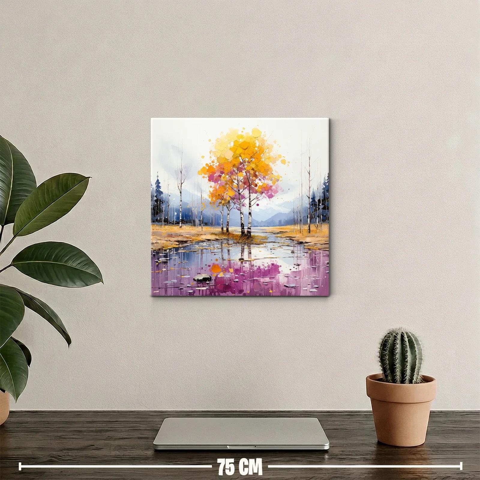Paisaje otoñal con árboles de tonos cálidos y reflejos — miniatura 2