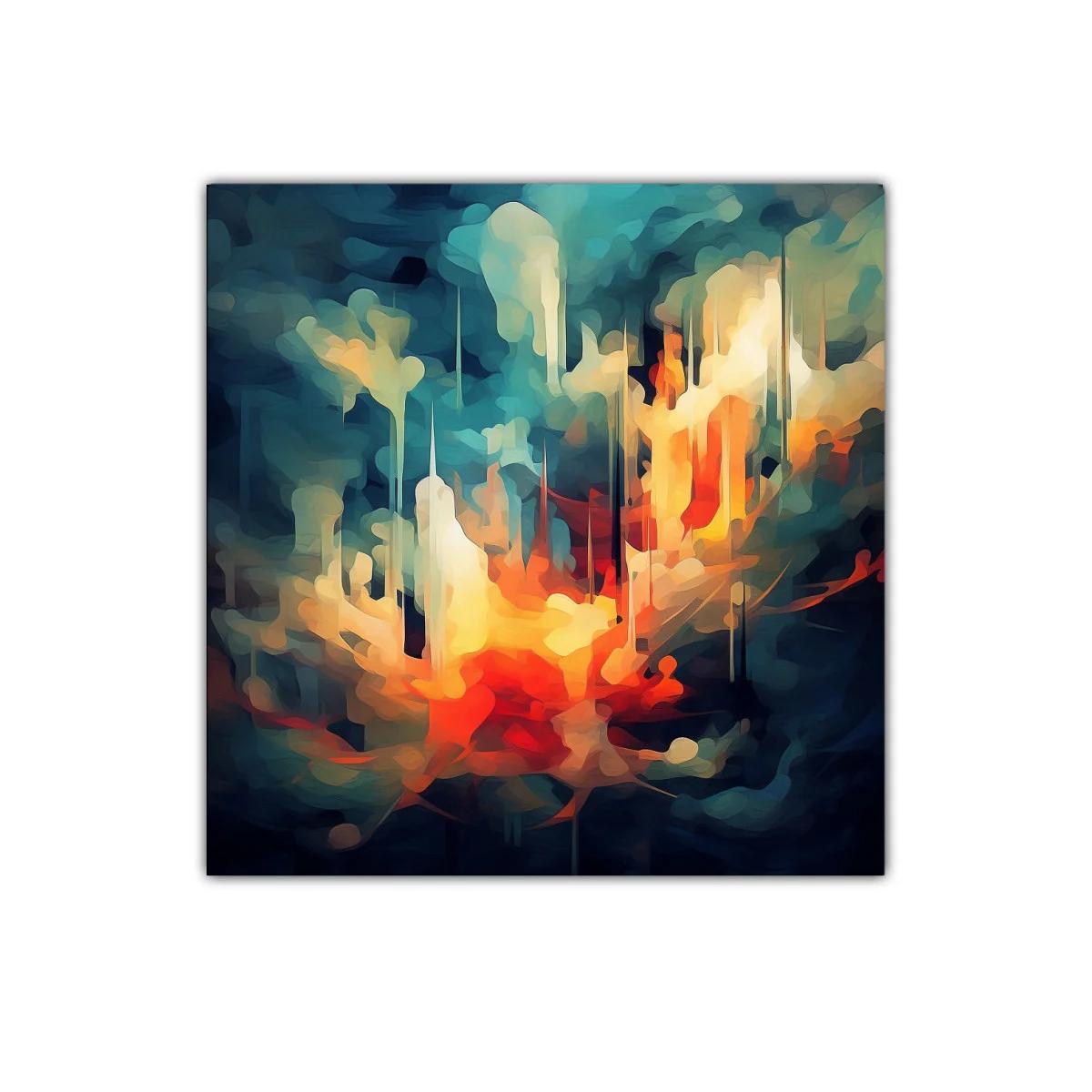 Composición abstracta en tonos cálidos y fríos vibrantes — miniatura 1