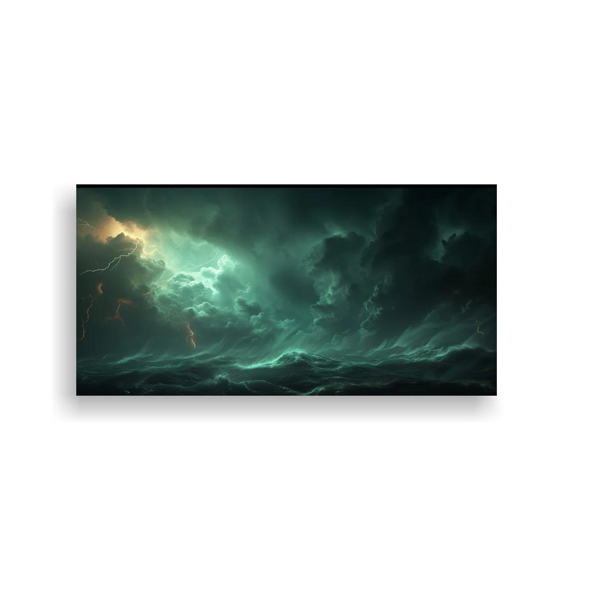 Cuadro tormenta sobre el mar con relámpagos — imagen principal