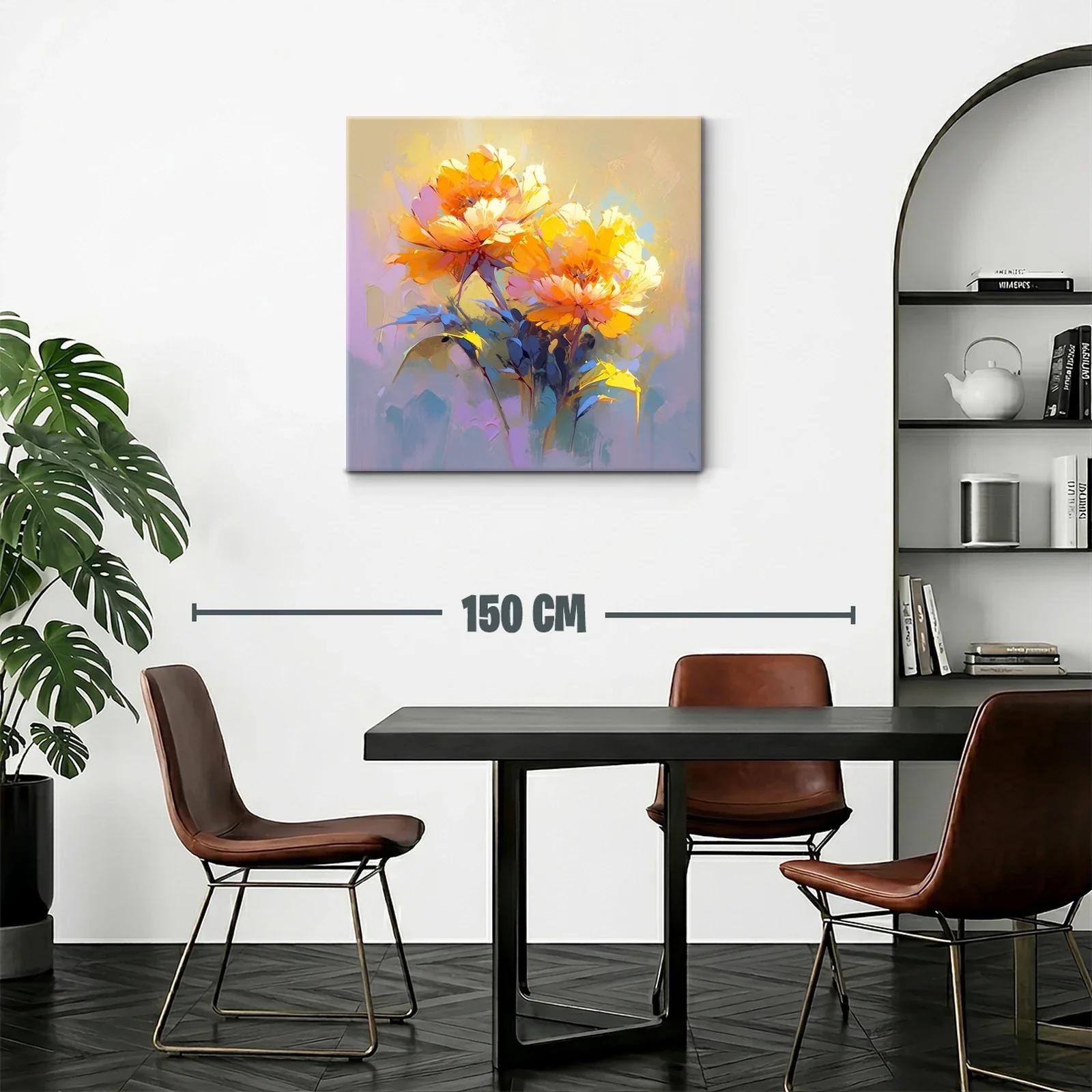 Cuadro con flores vibrantes en tonos cálidos y suaves — miniatura 2