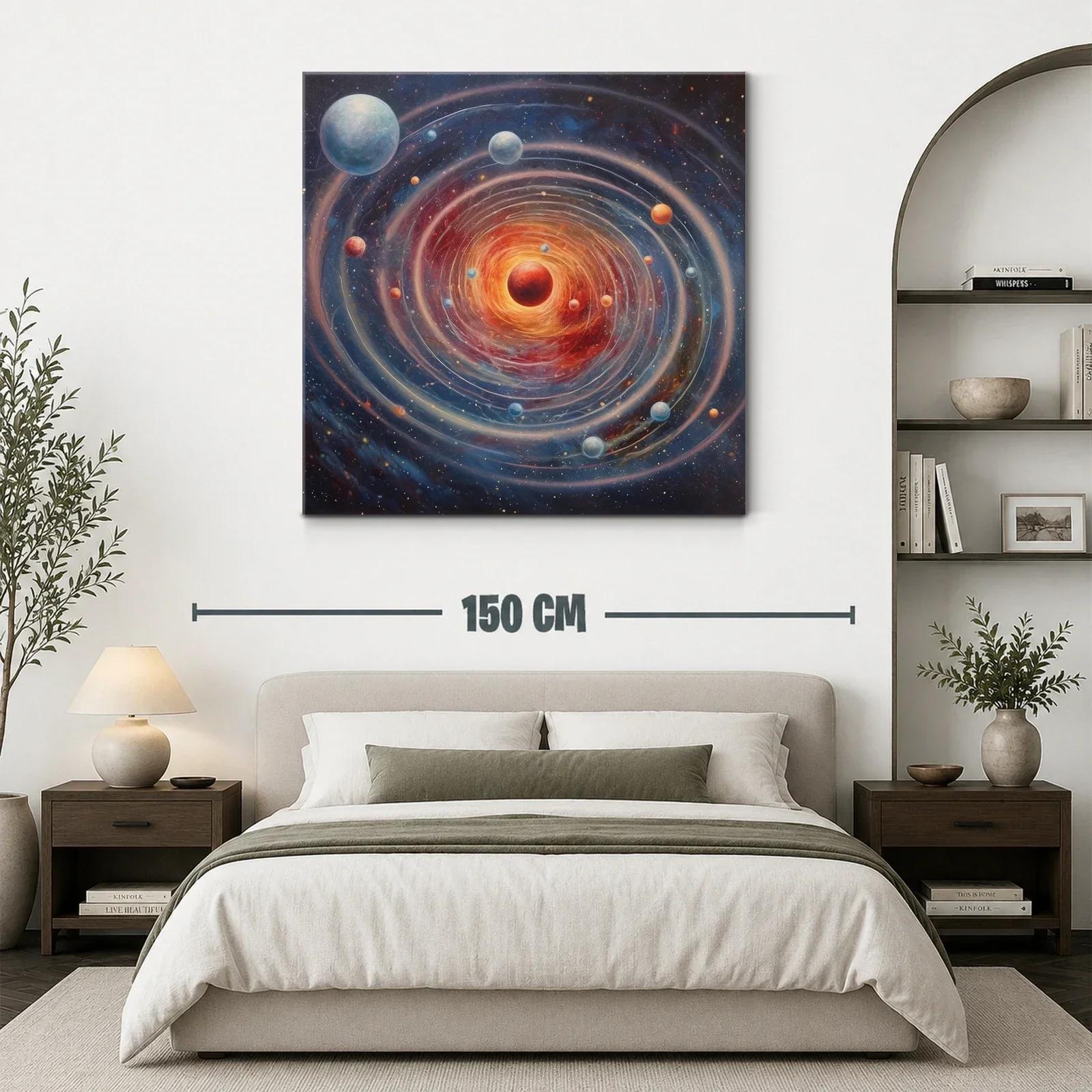 Universo en espiral con planetas en tonos cálidos y fríos — miniatura 3