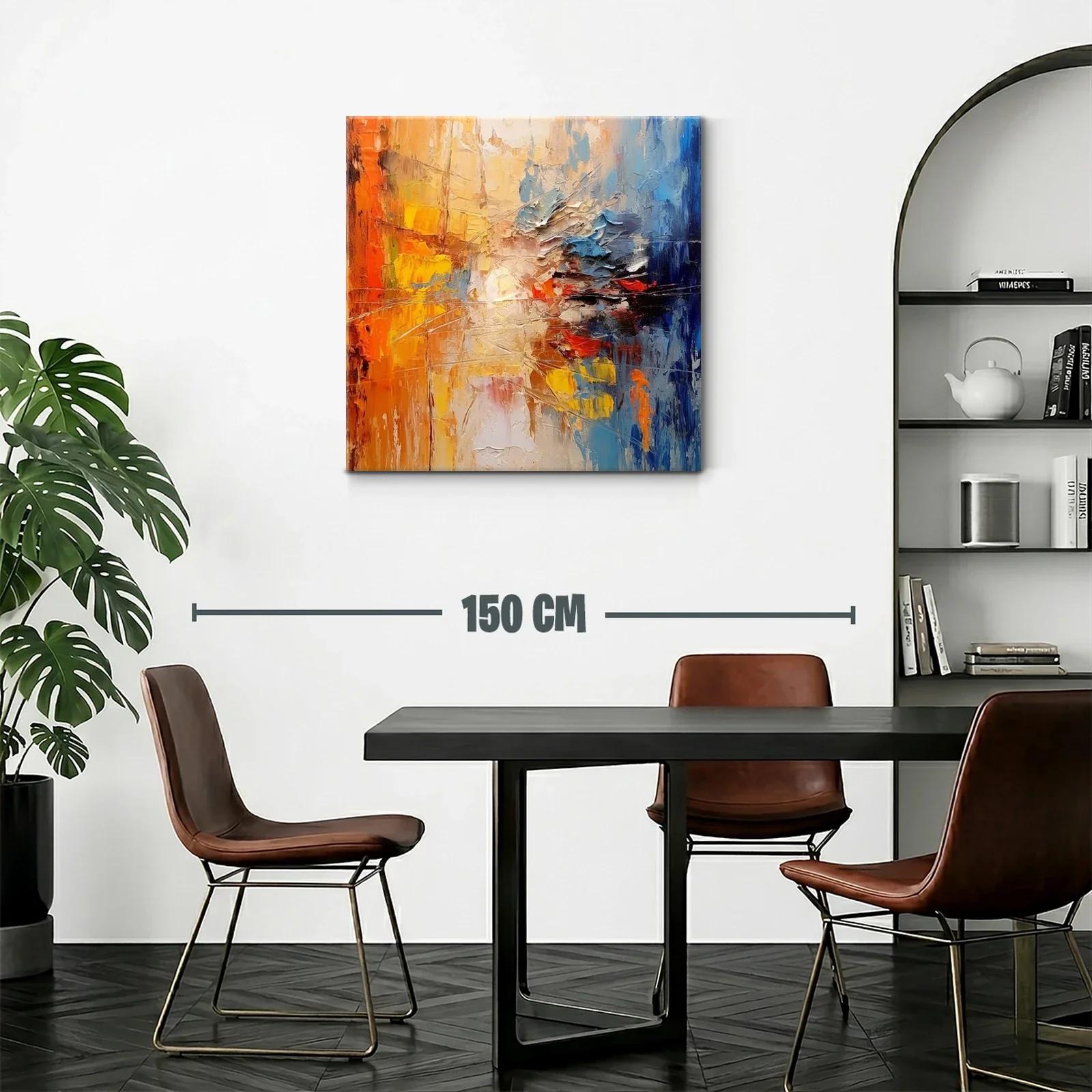 Cuadro abstracto con vibrantes contrastes en tonos cálidos y fríos — miniatura 2