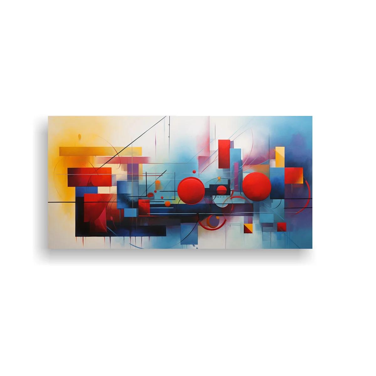 Cuadro composición geométrica abstracta con círculos y líneas