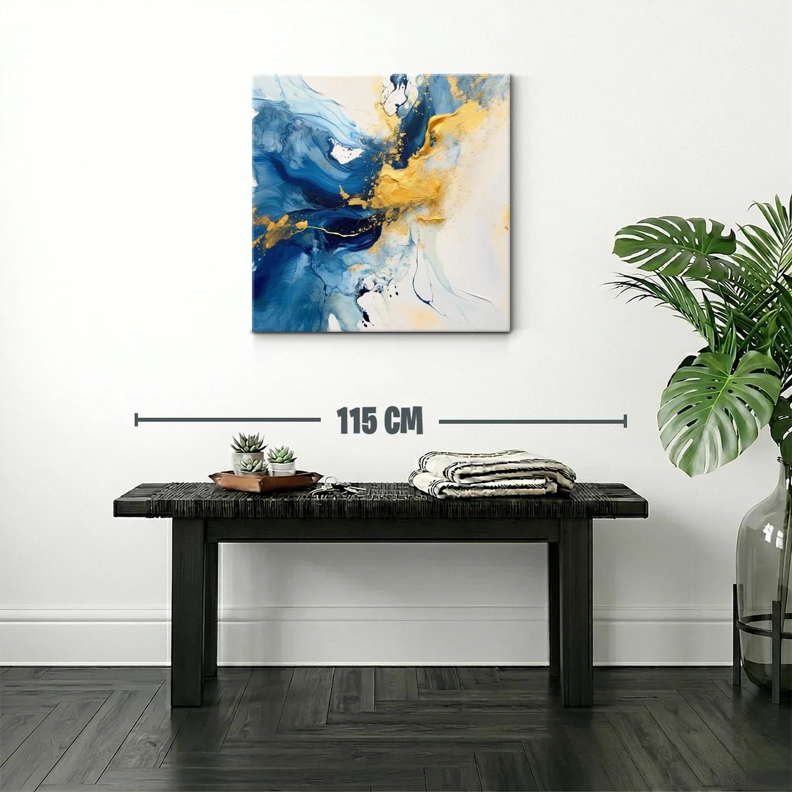Arte abstracto con tonos azul y dorado vibrante — miniatura 2