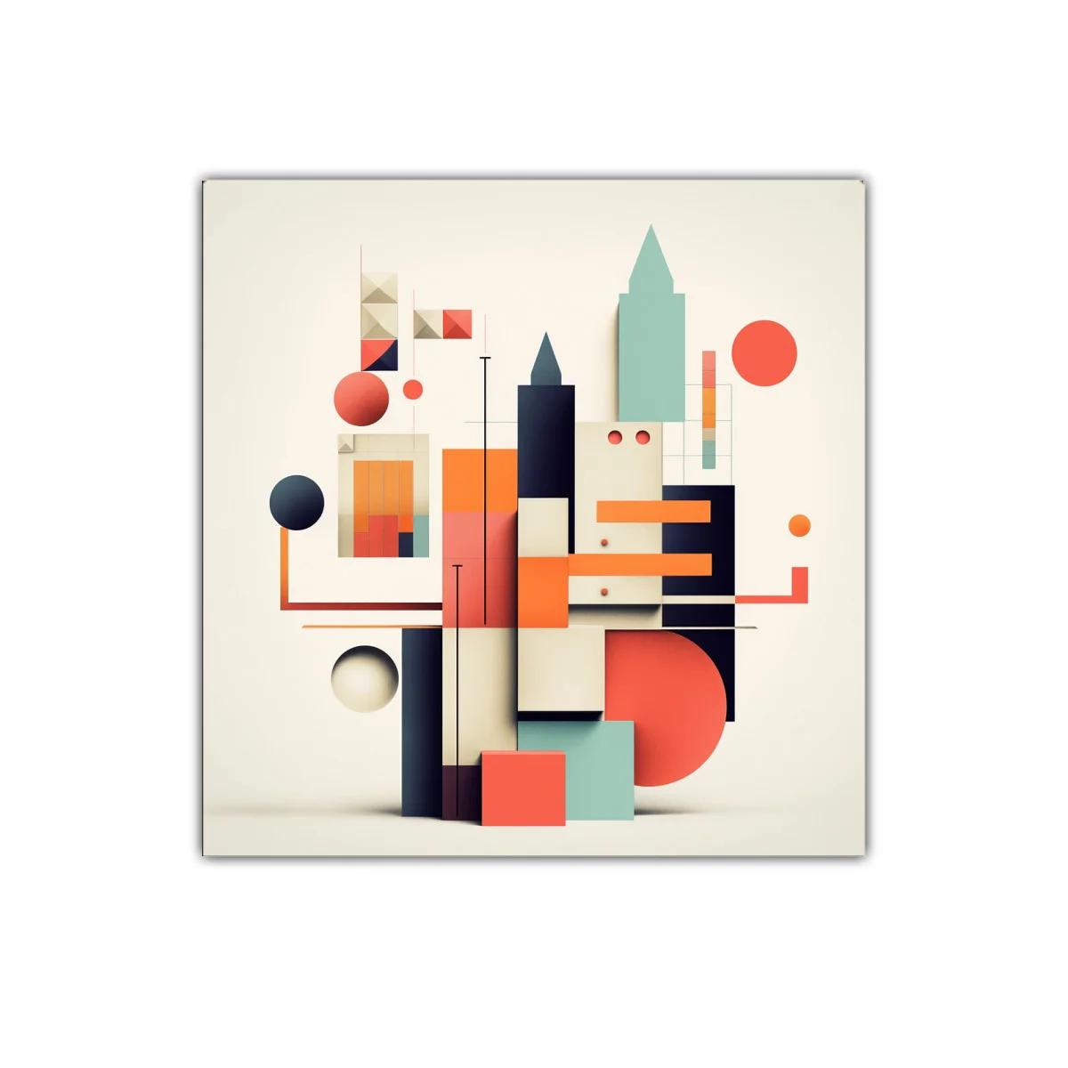 Composición geométrica moderna con tonos cálidos y fríos — imagen principal