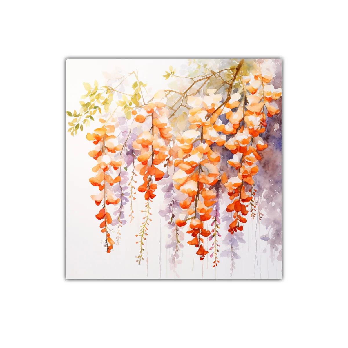 Cuadro decorativo con racimos florales en tonos cálidos — imagen principal