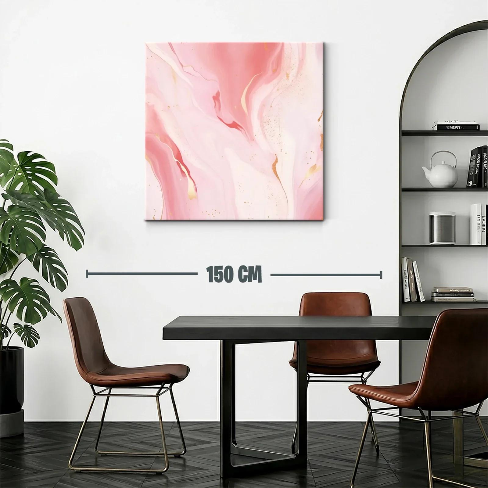 Cuadro abstracto en tonos rosa y detalles dorados elegantes — miniatura 2