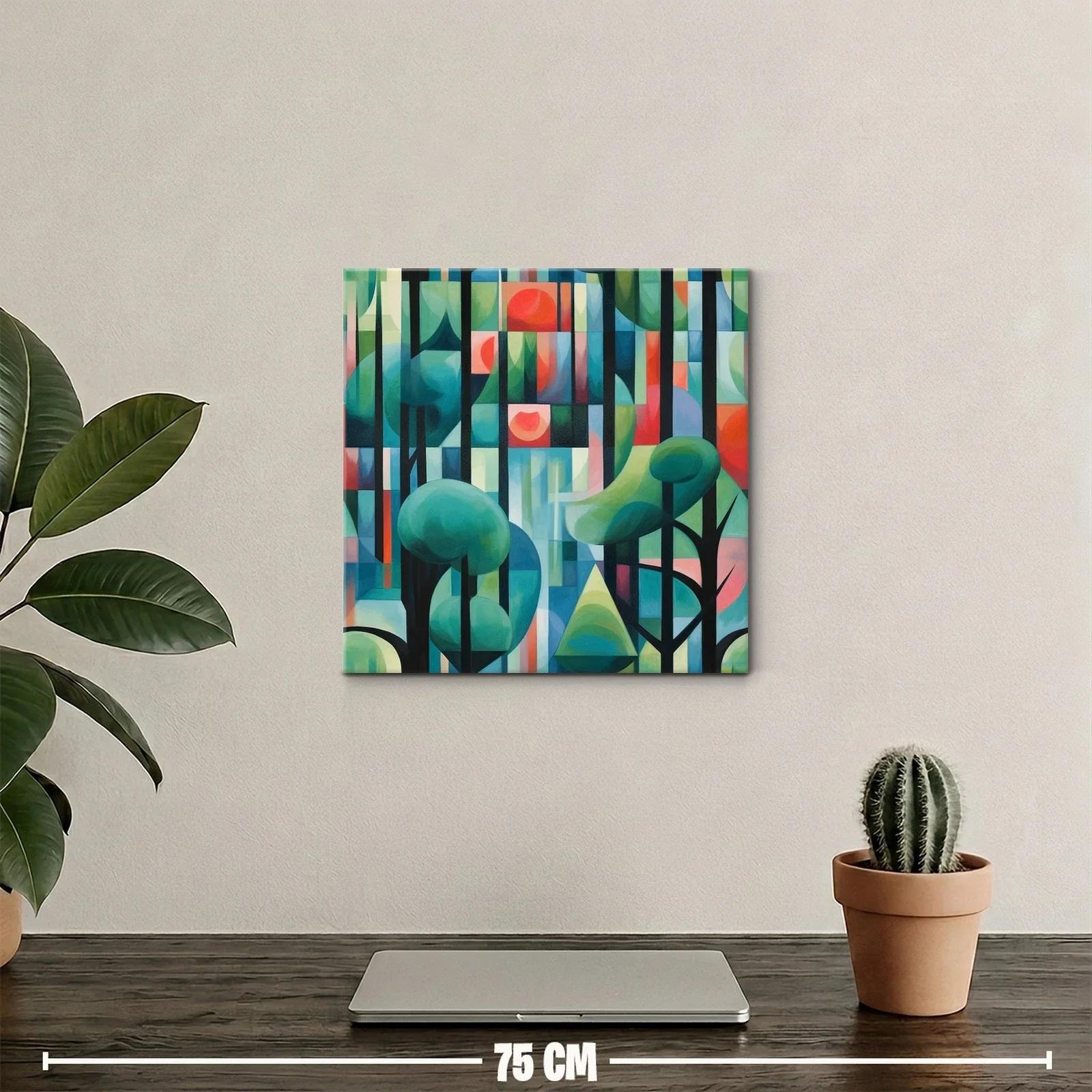 Cuadro abstracto con formas geométricas y tonos vibrantes — miniatura 2