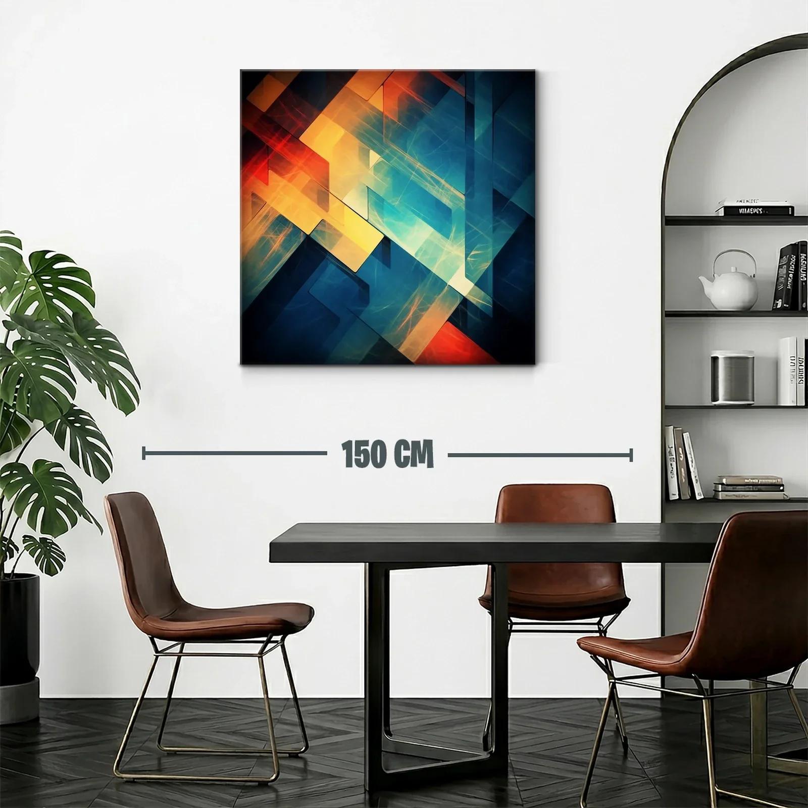 Composición abstracta en tonos cálidos y fríos vibrantes — miniatura 2
