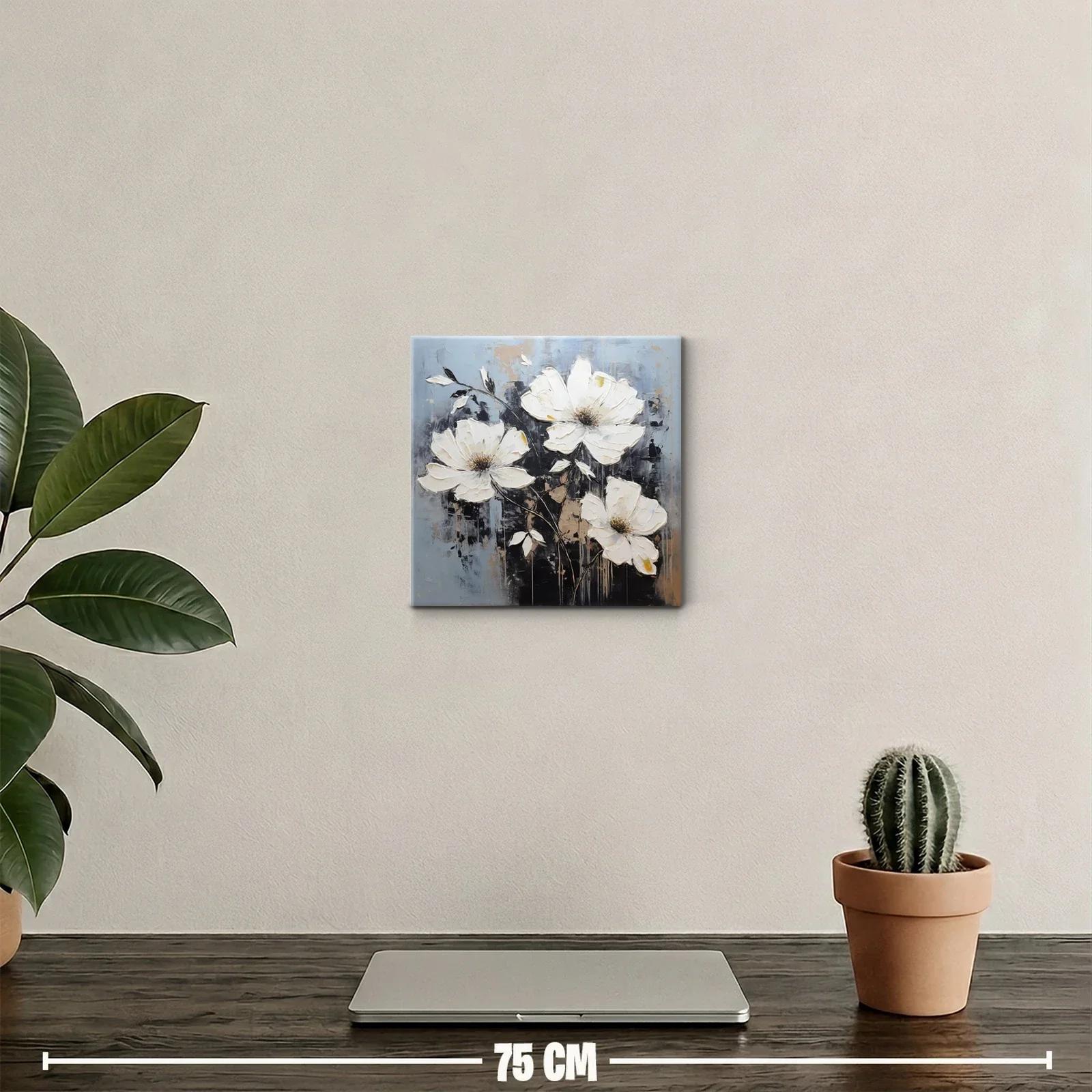 Flores blancas sobre fondo cálido y oscuro en arte decorativo — miniatura 2