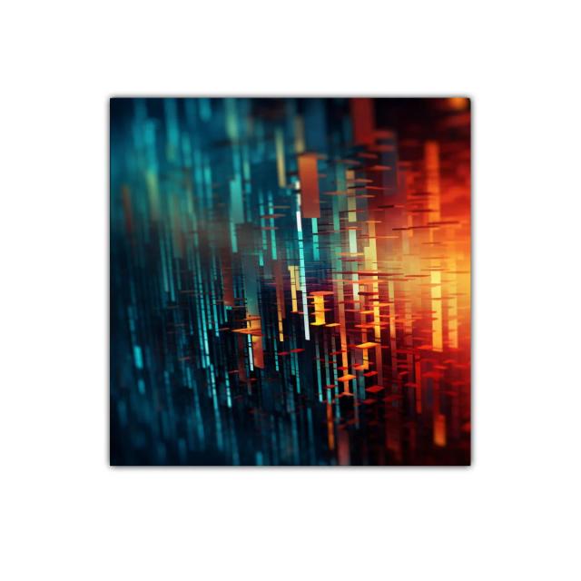 Cuadro abstracto con vibrante juego de luces y formas geométricas