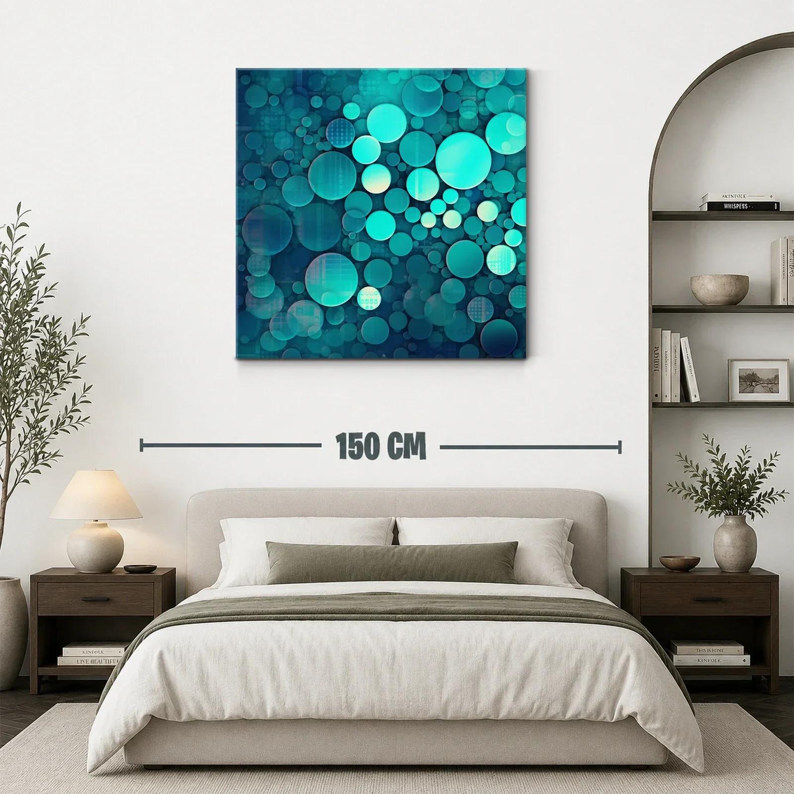 Composición abstracta con círculos en tonos turquesa y azul — miniatura 3