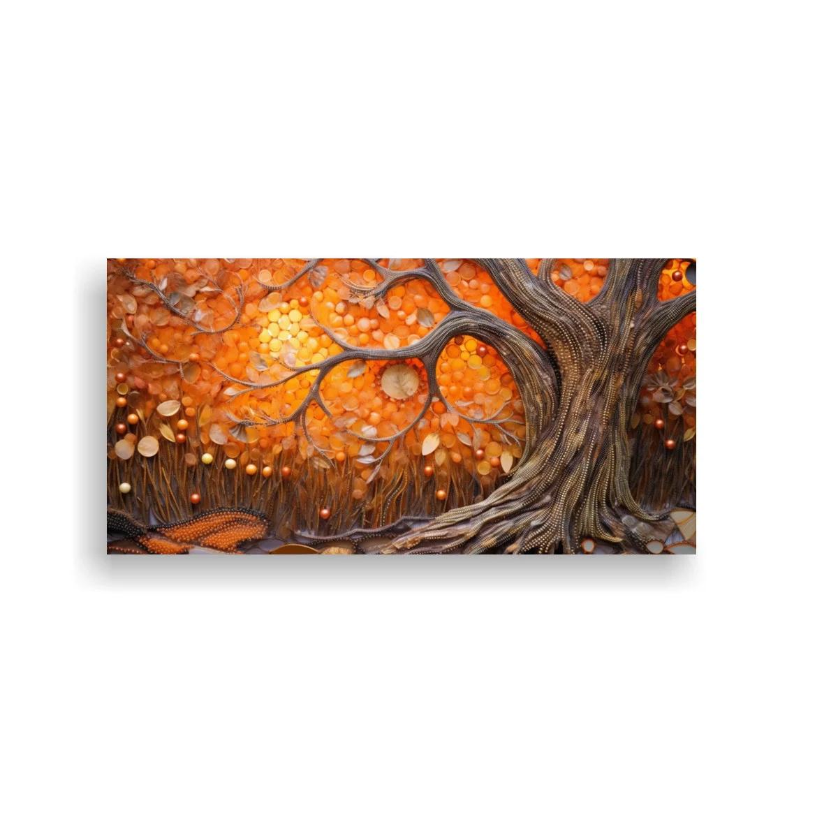 Cuadro árbol otoñal de tronco retorcido