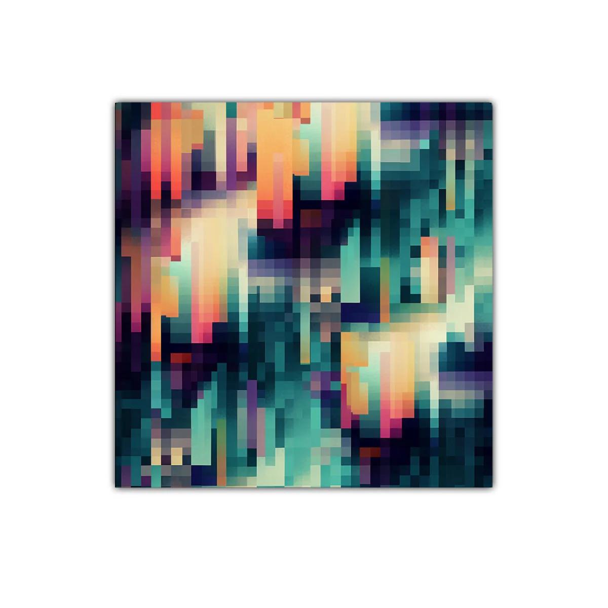 Composición abstracta en tonos cálidos y fríos vibrantes