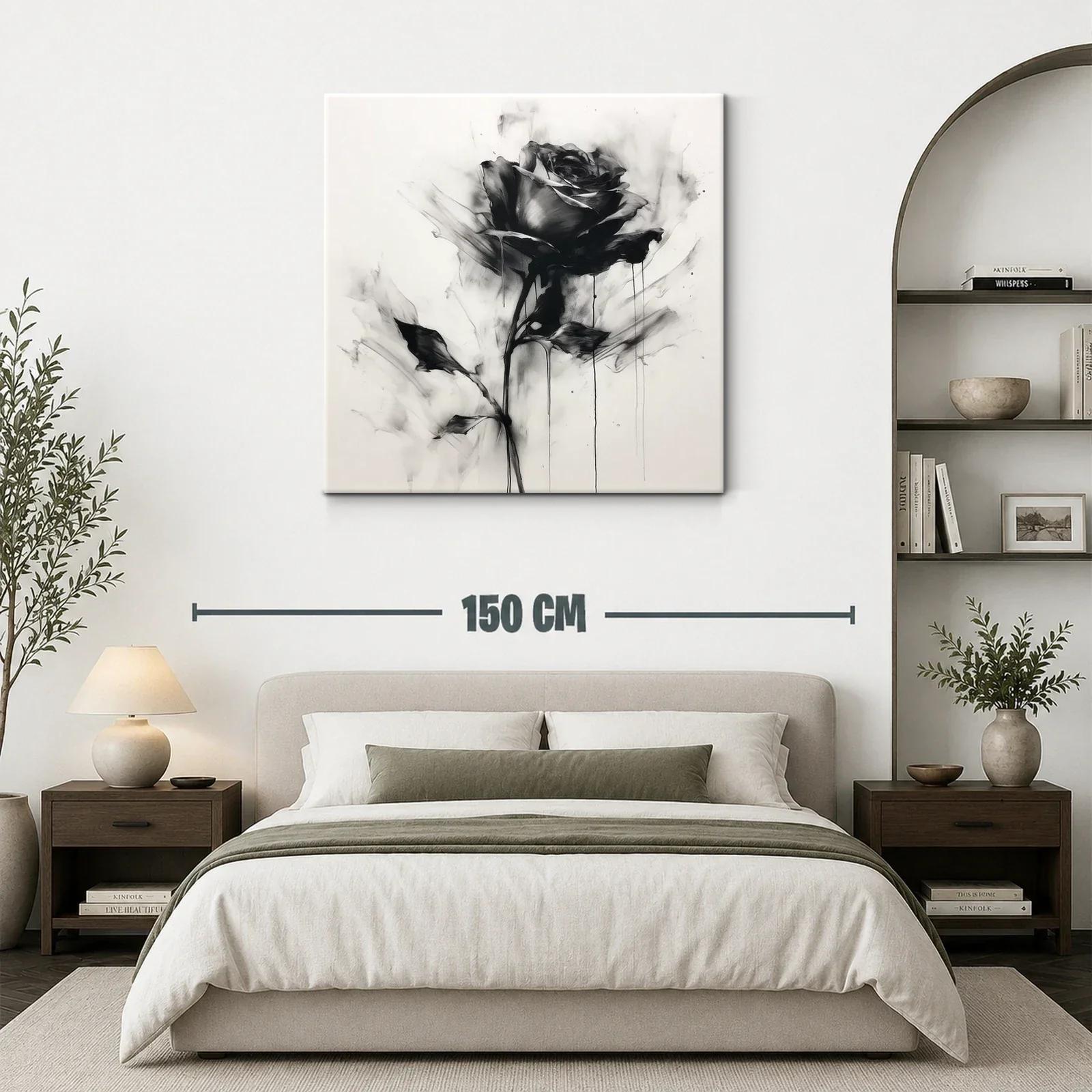 Rosa en blanco y negro con efecto acuarela y trazos fluidos — miniatura 3
