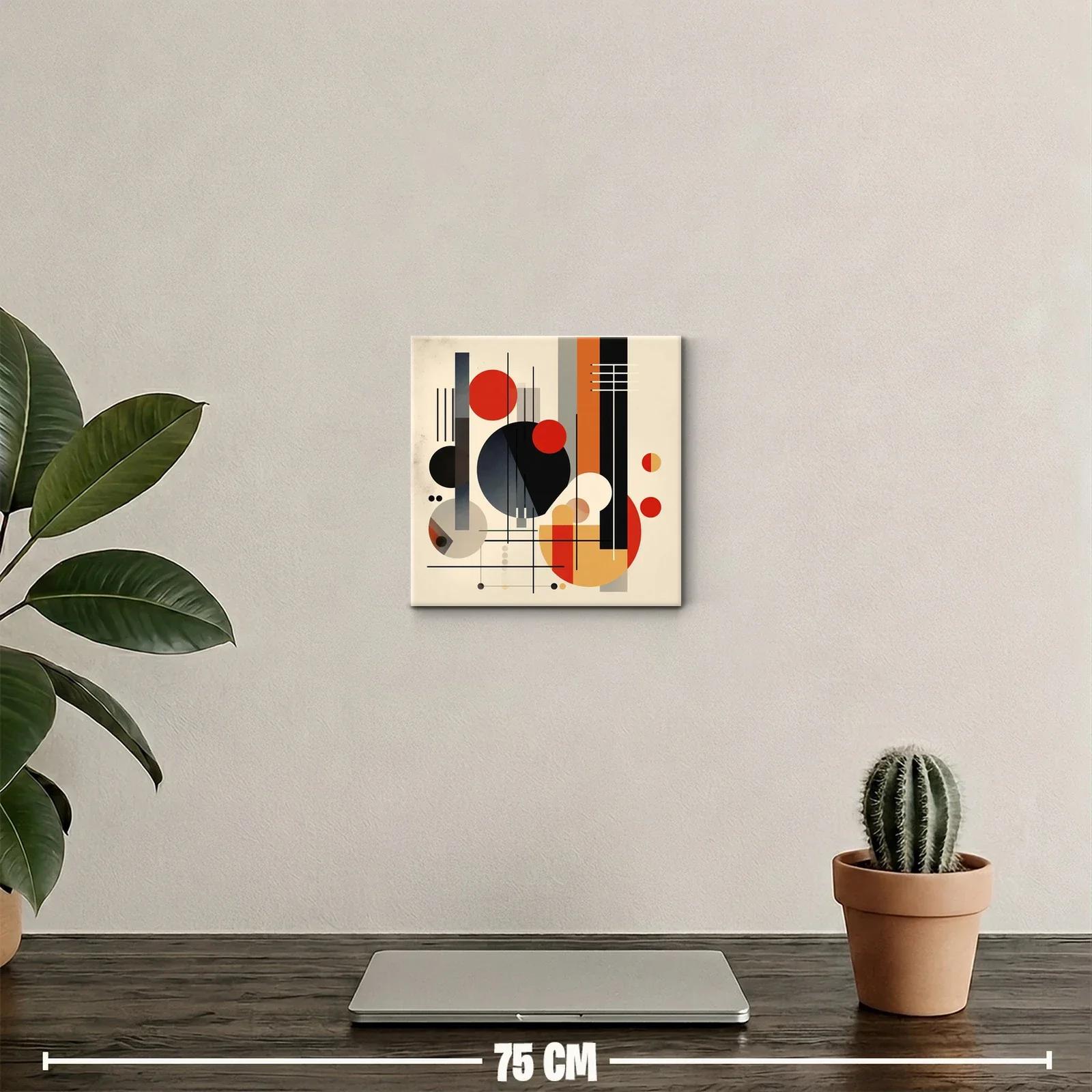 Composición abstracta con formas geométricas en tonos cálidos y negros — miniatura 2