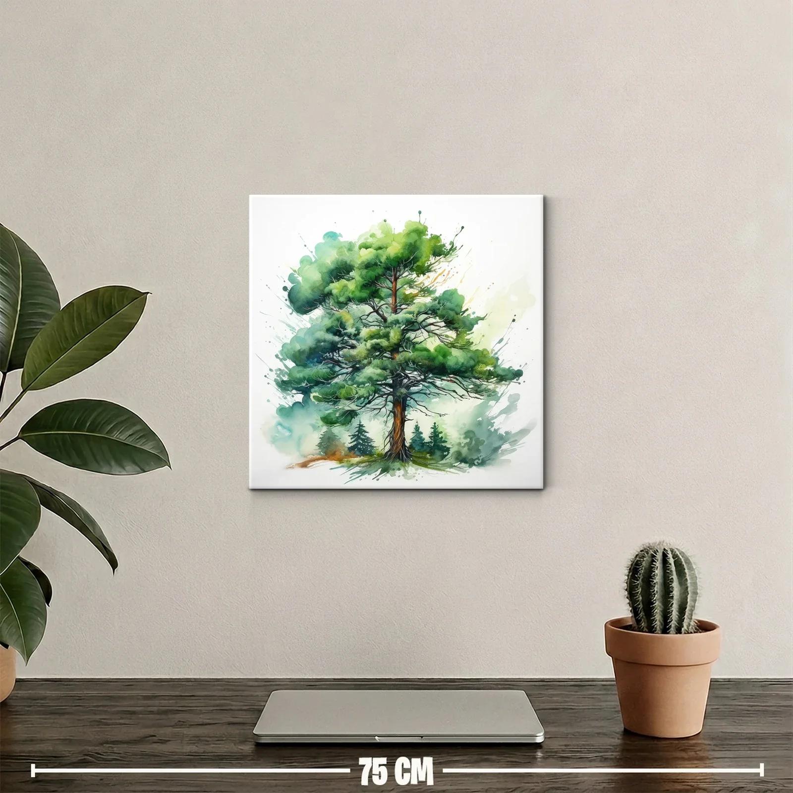 Elegante cuadro con árbol frondoso en tonos verdes vivos — miniatura 2