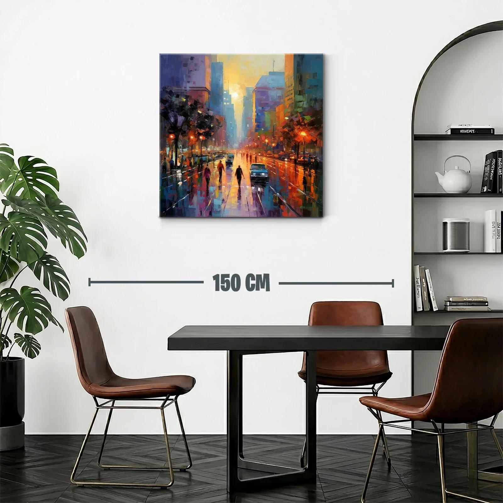 Atardecer urbano con reflejos y luces brillantes — miniatura 2
