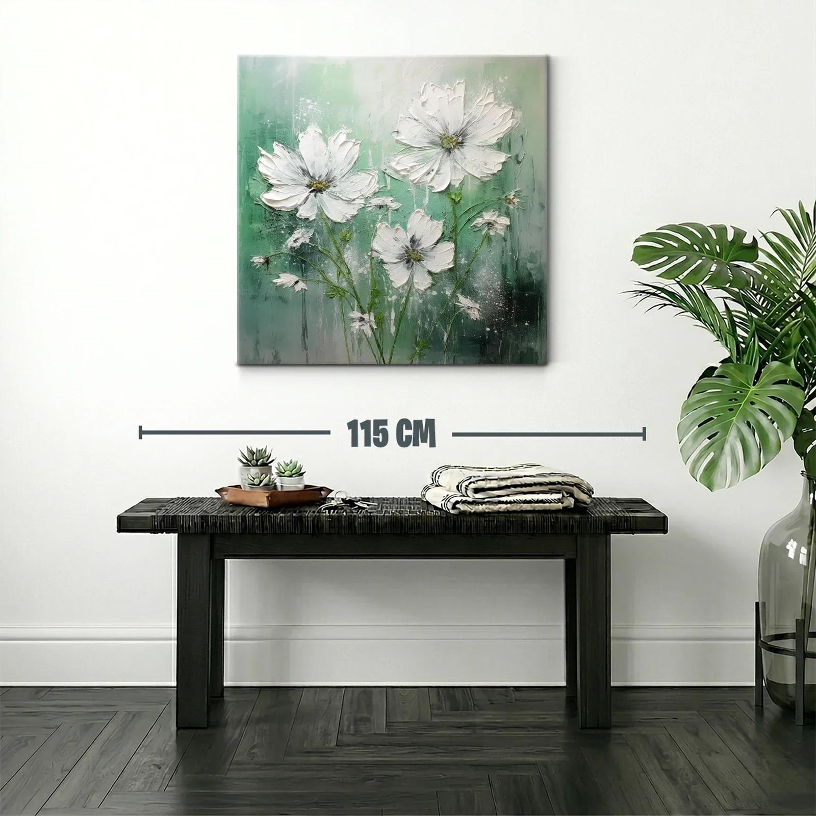 Cuadro floral en tonos verdes y blancos suaves — miniatura 2