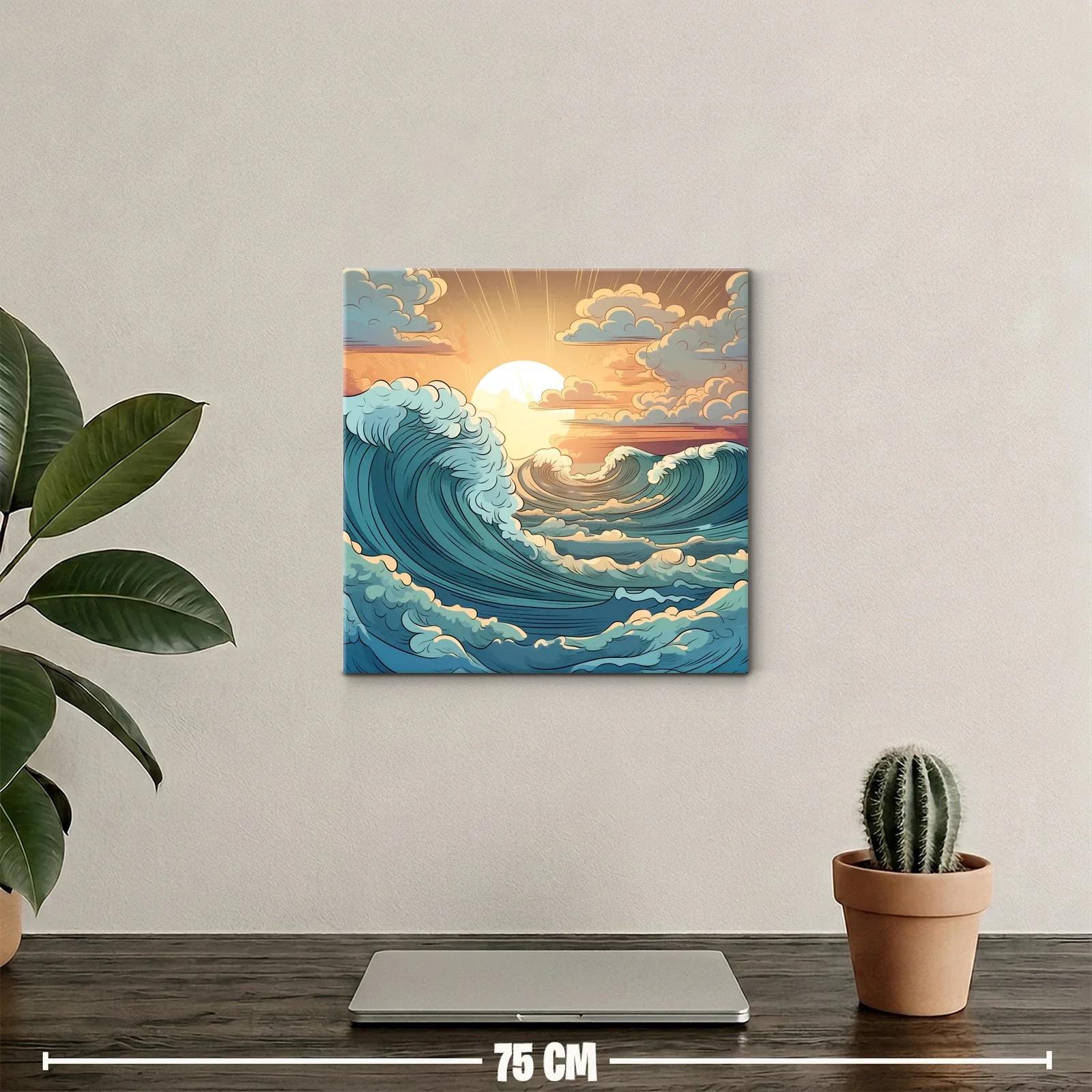 Atardecer sobre olas dinámicas en calma y movimiento — miniatura 2