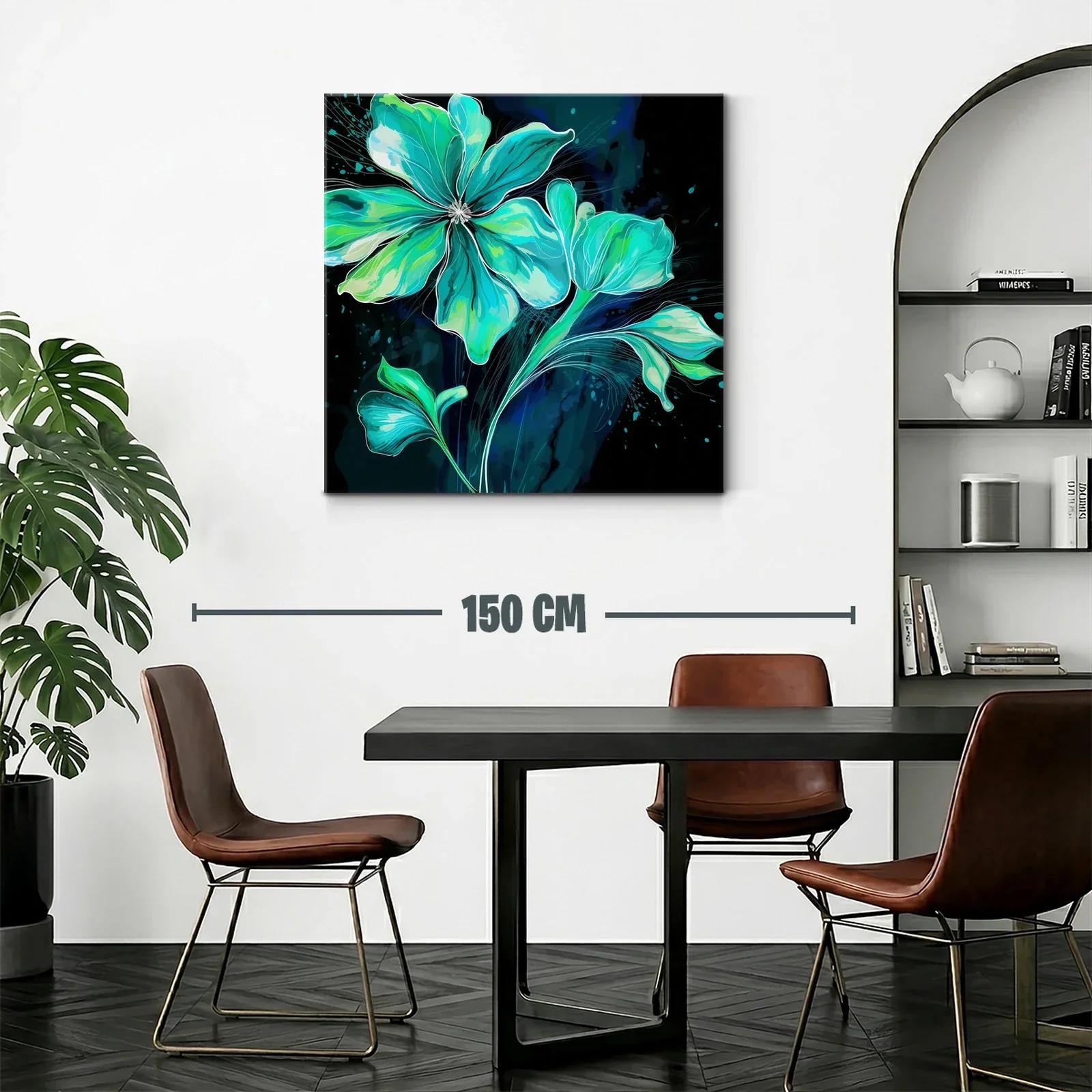 Flor azul vibrante con detalles en verdes y negros — miniatura 2