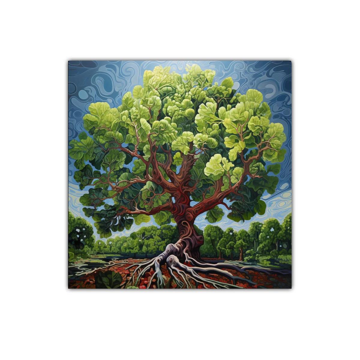 Árbol vibrante con raíces expuestas y follaje exuberante — imagen principal