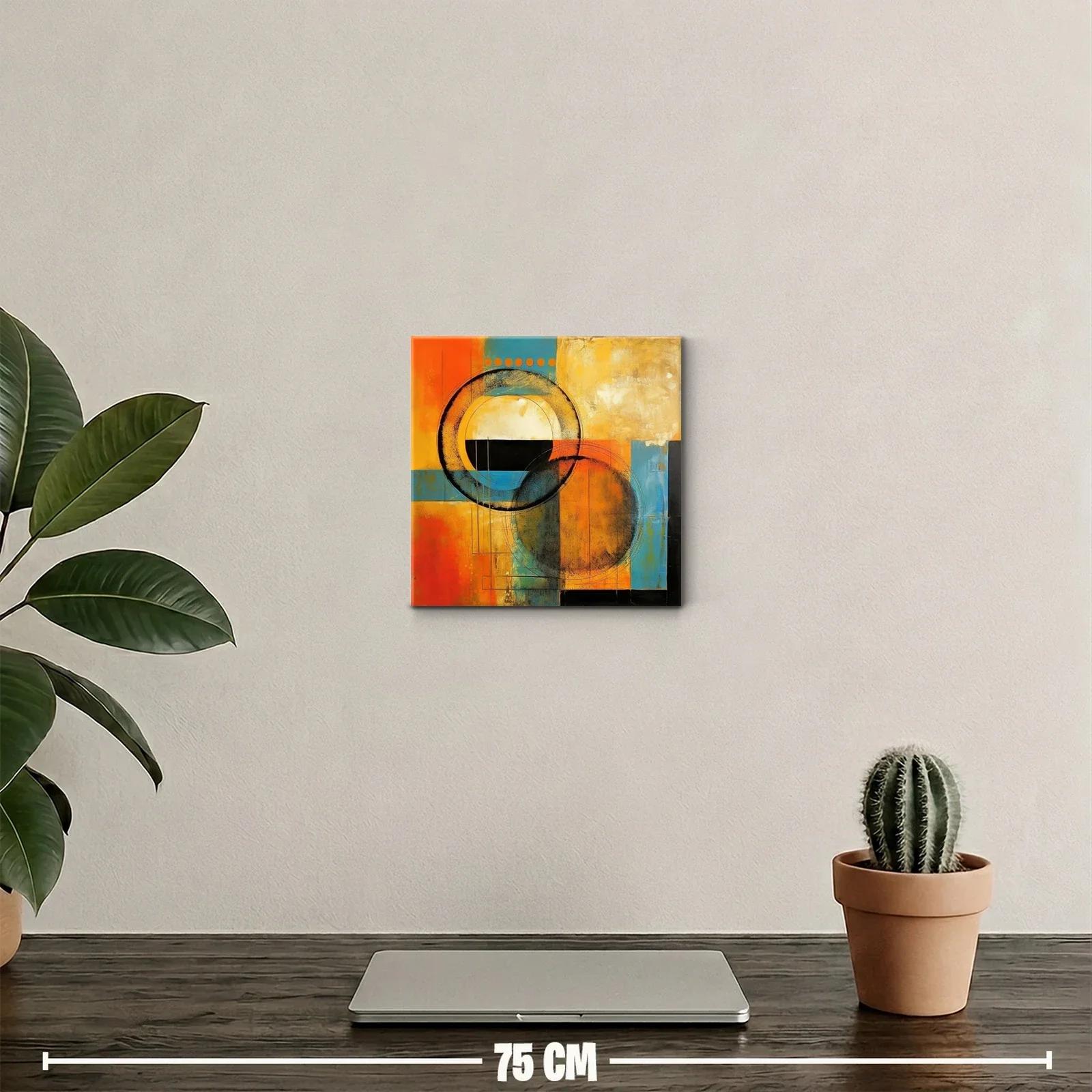 Cuadro abstracto con círculos y tonos vibrantes cálidos — miniatura 2