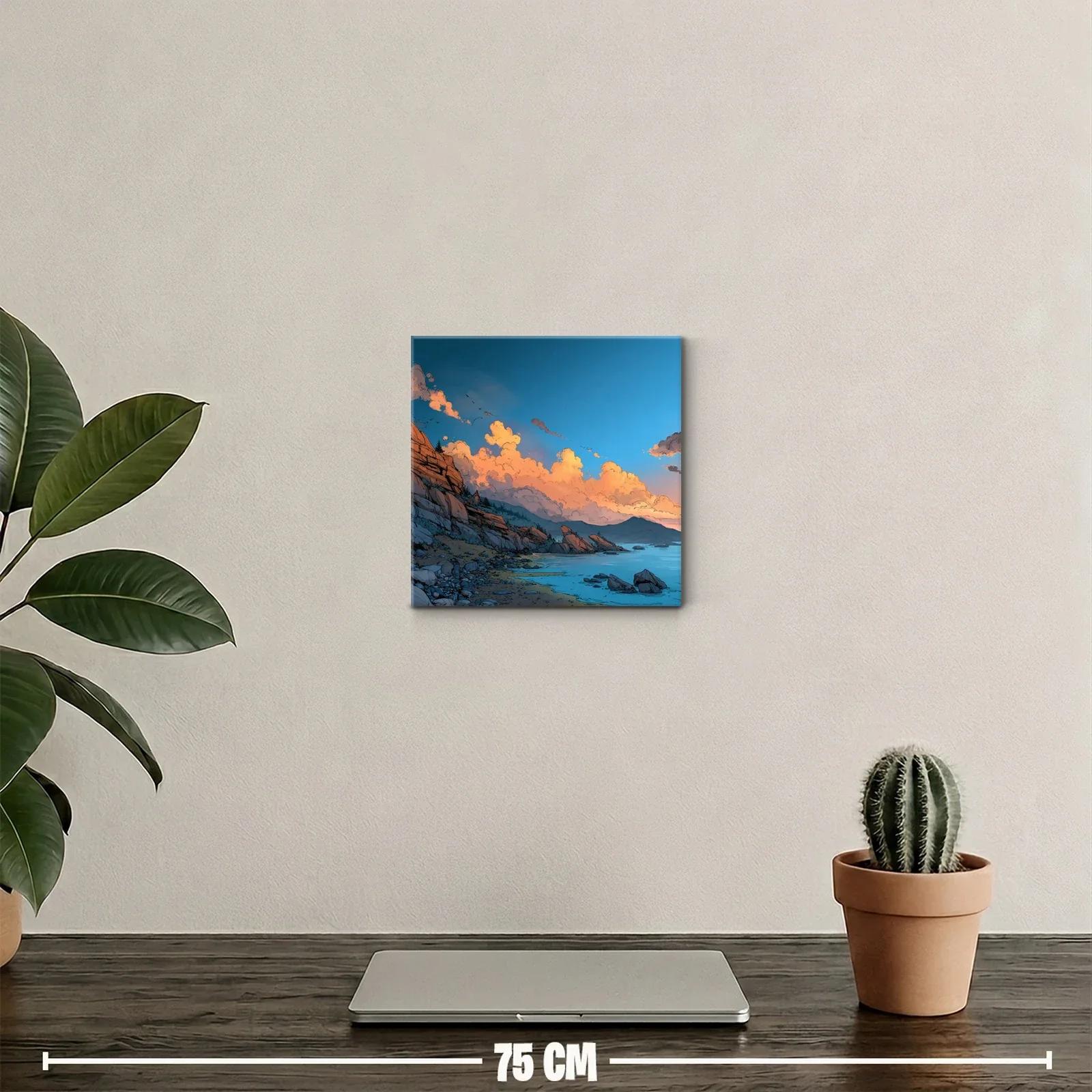 Paisaje costero con rocas y nubes al atardecer — miniatura 2
