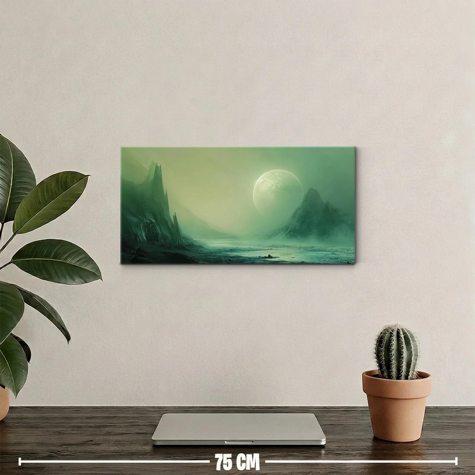 Cuadro paisaje fantástico con luna y montañas oscuras — miniatura 2