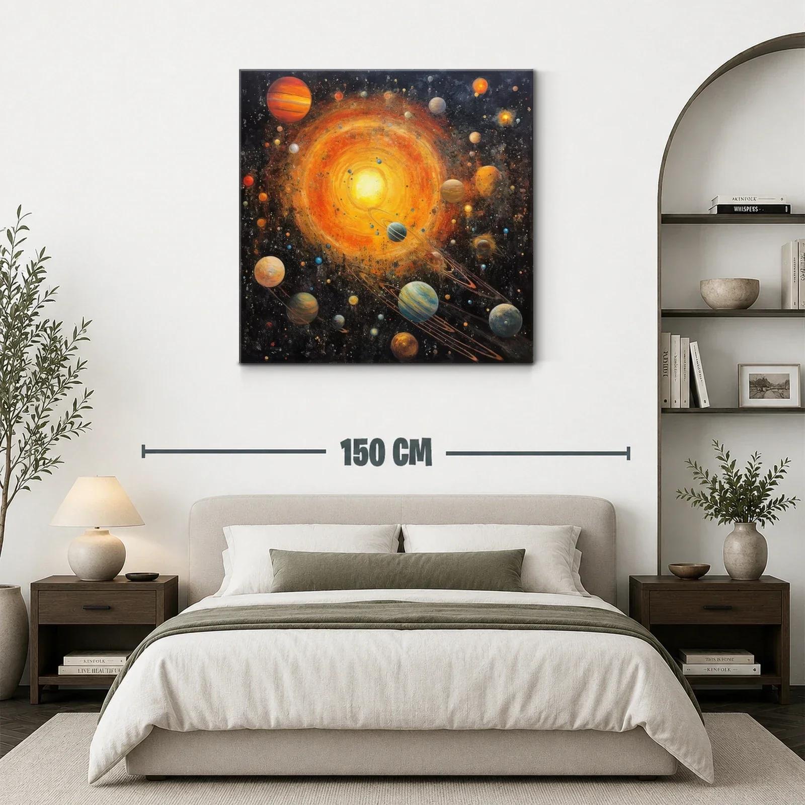 Cuadro Galaxia Vibrante con Planetas y Sol Radiante — miniatura 3