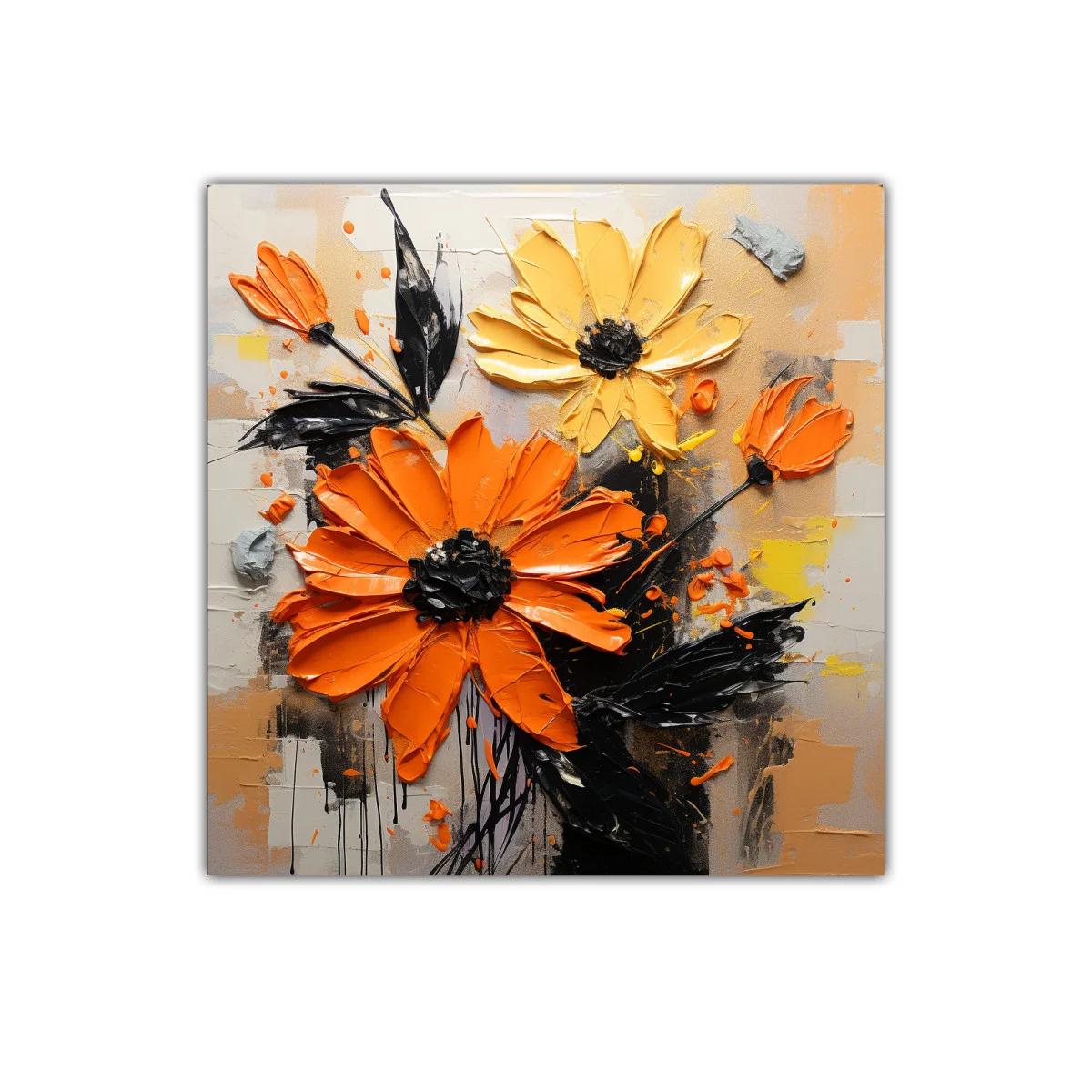 Cuadro floral en relieve con vibrantes tonos anaranjados y amarillos — imagen principal