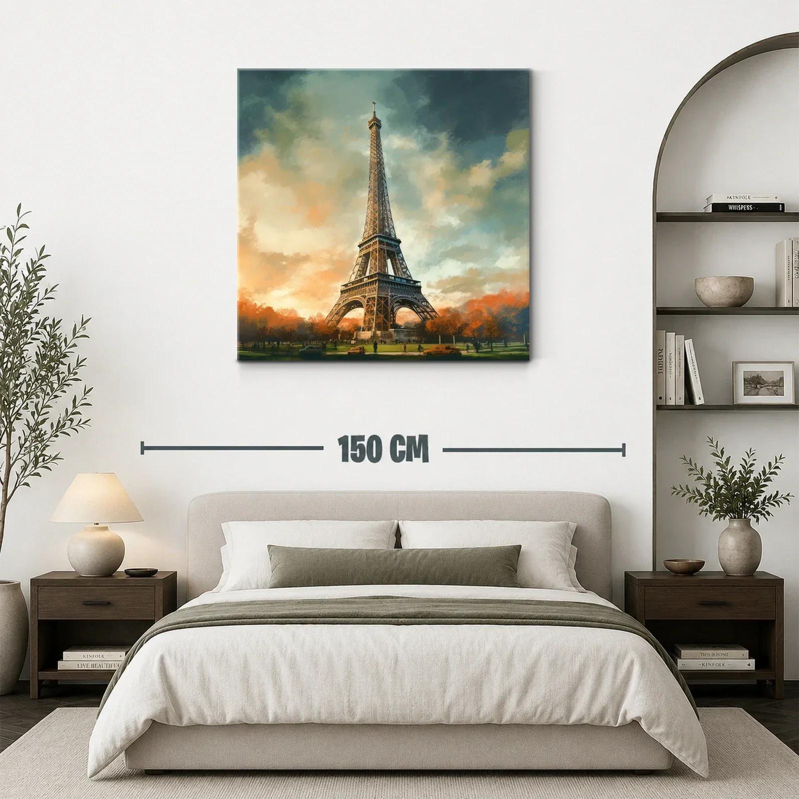 Torre Eiffel al atardecer con cielo dramático — miniatura 3