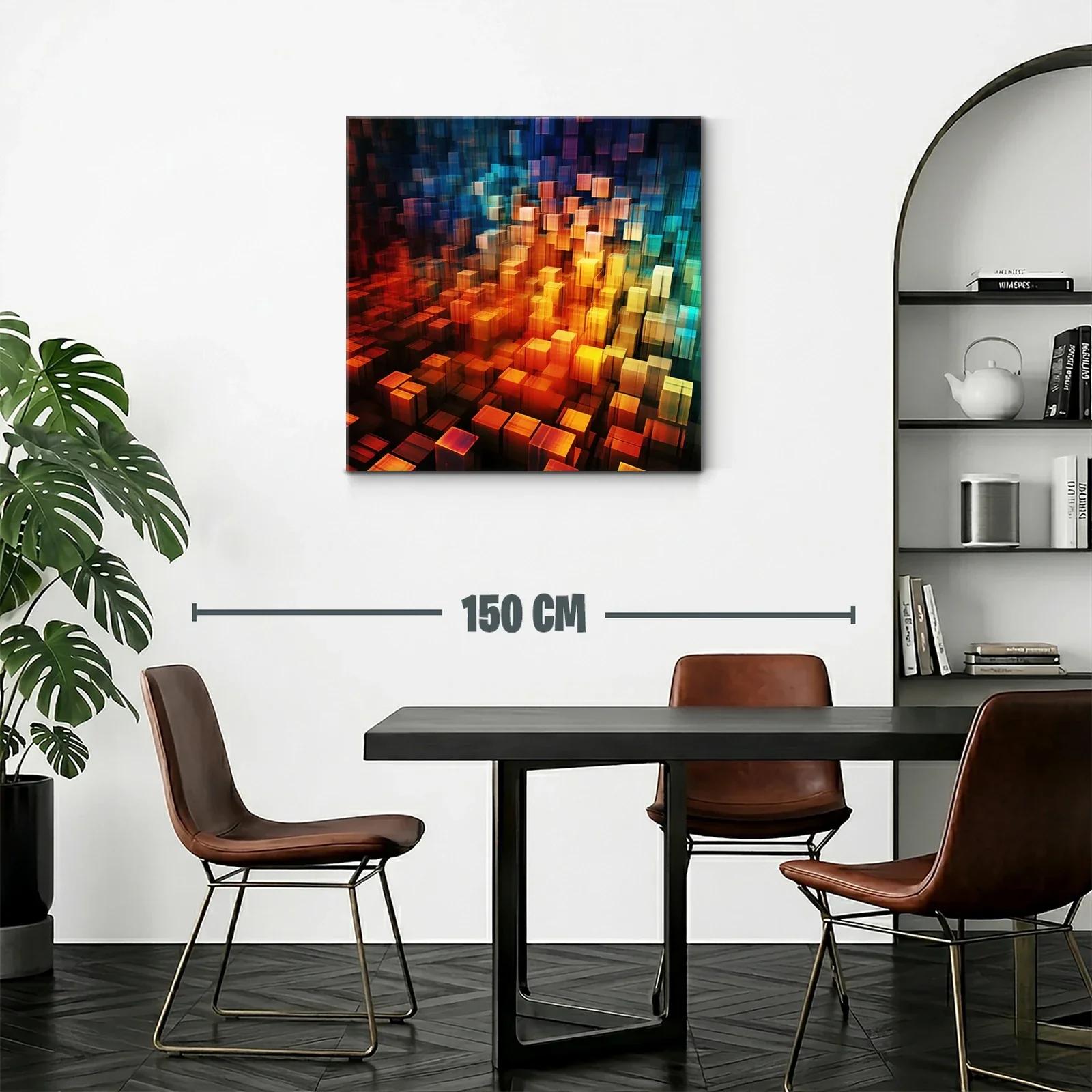 Composición abstracta de cubos en tonos cálidos y fríos — miniatura 2