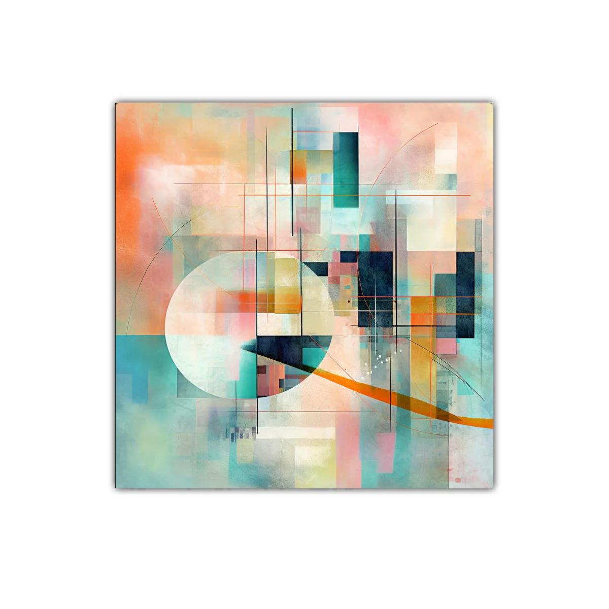 Cuadro decorativo con abstracción geométrica y tonalidades suaves — imagen principal