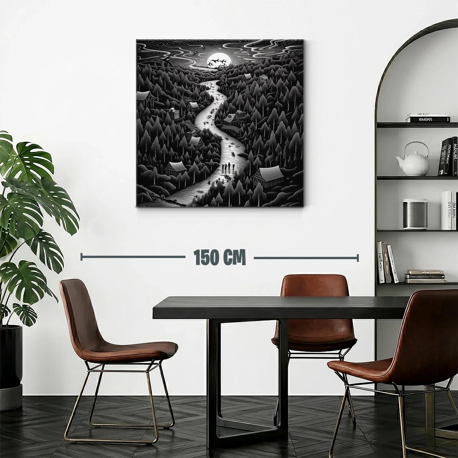 Paisaje nocturno con río y árboles bajo la luna llena — miniatura 2